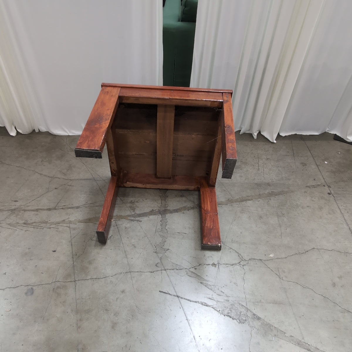 Square Brown Wood End Table with Slat Top