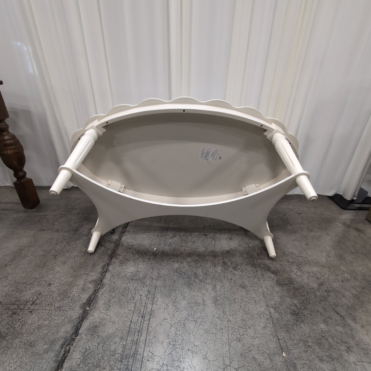 White Scalloped Oval Coffee Table