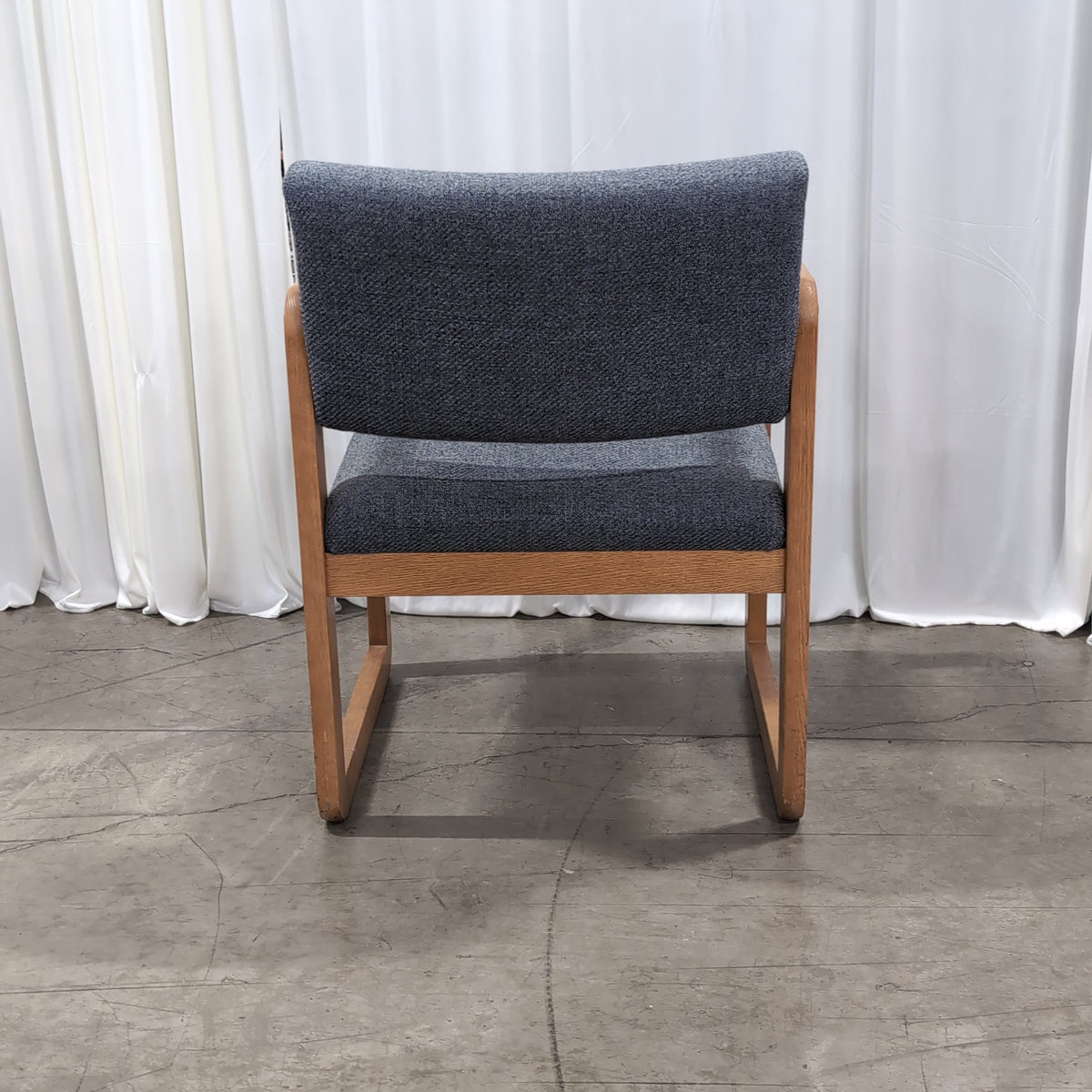 Wood Frame Dark Gray Upholstered Arm Chair