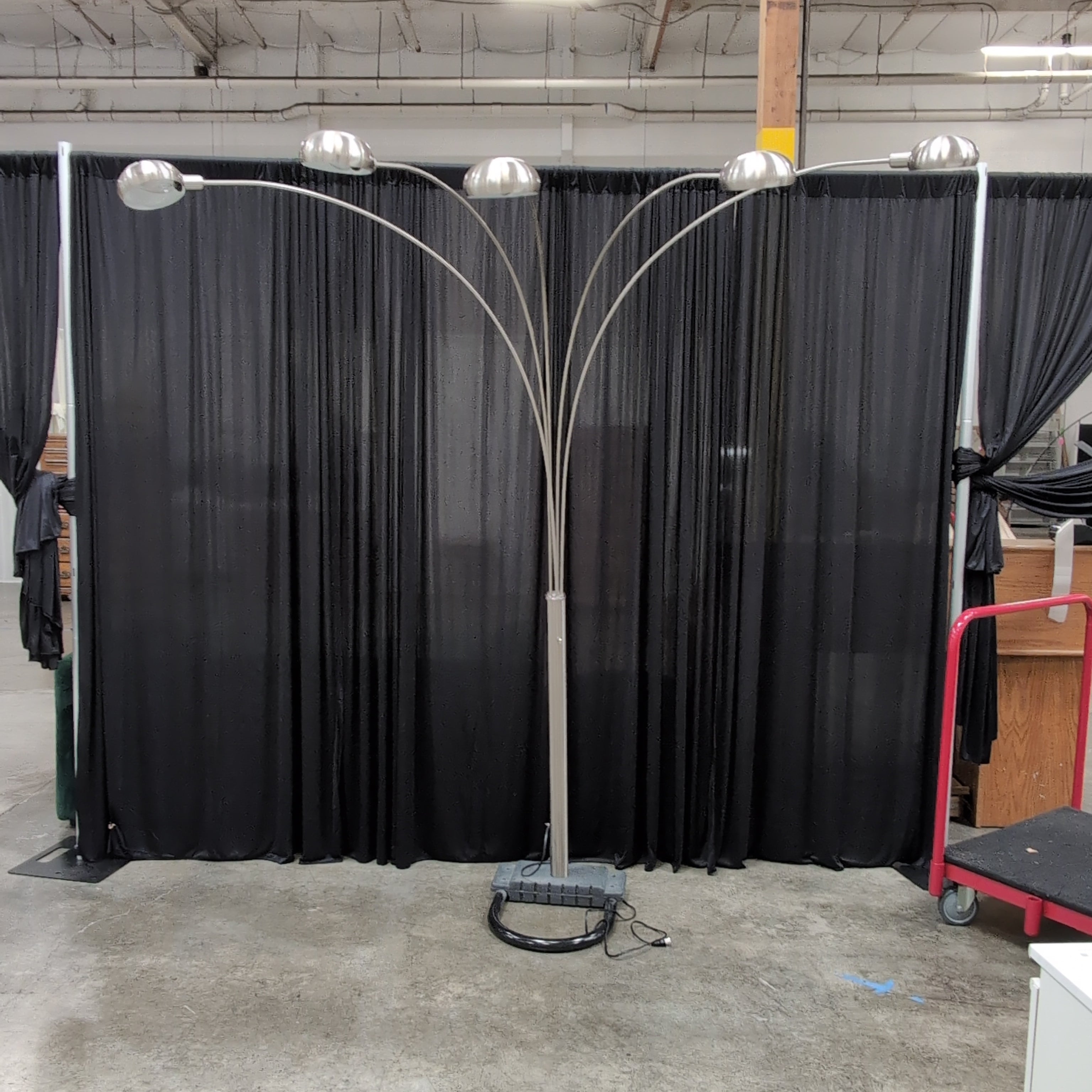 Brushed Nickel Five-Arm Arc Floor Lamp