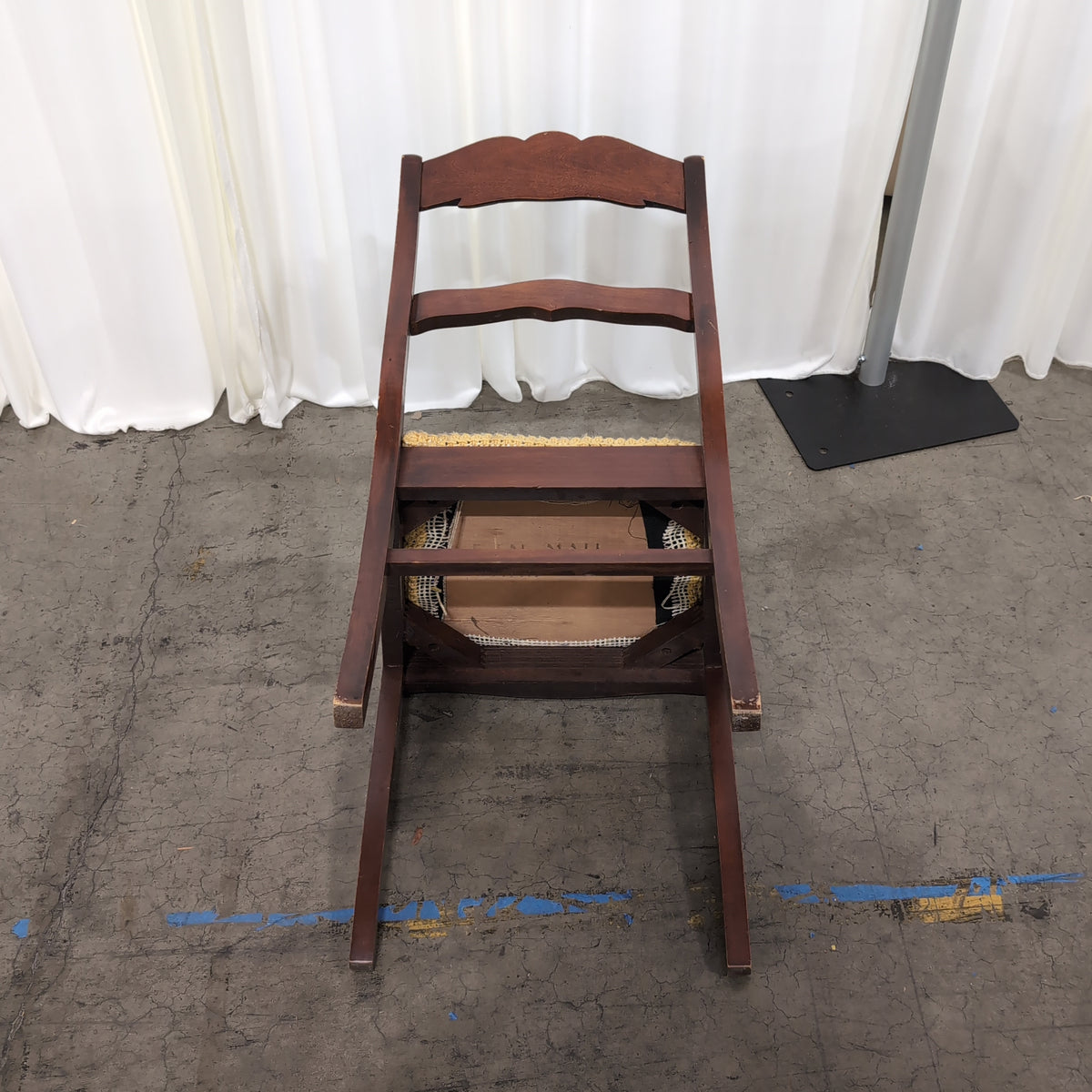 Traditional Dark Wood Carved Back Chair with Woven Seat