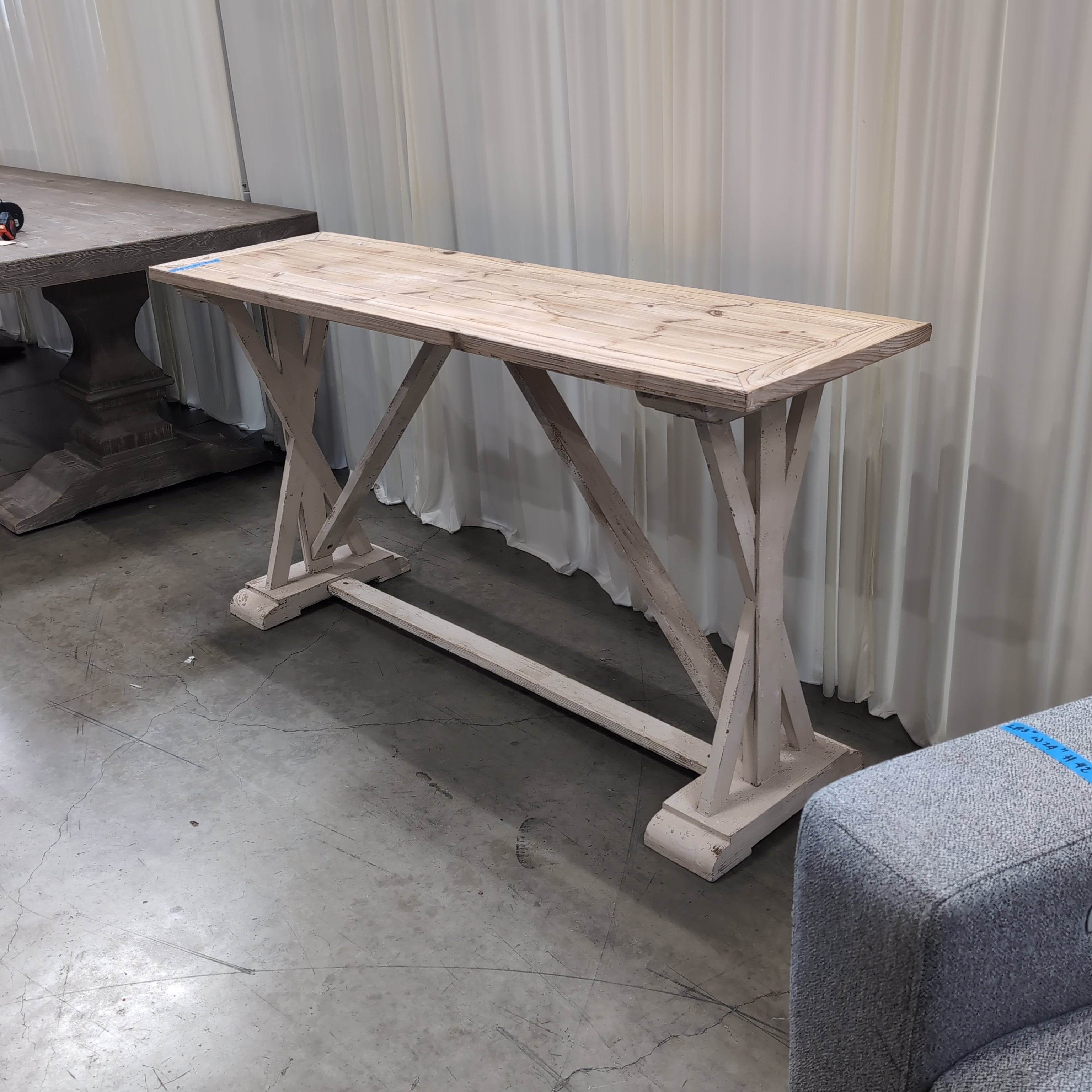 Rustic Natural Wood Console Table with Distressed Base