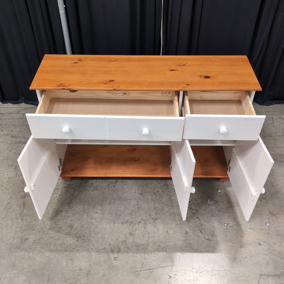 Two-Tone Wood Buffet with White Knobs