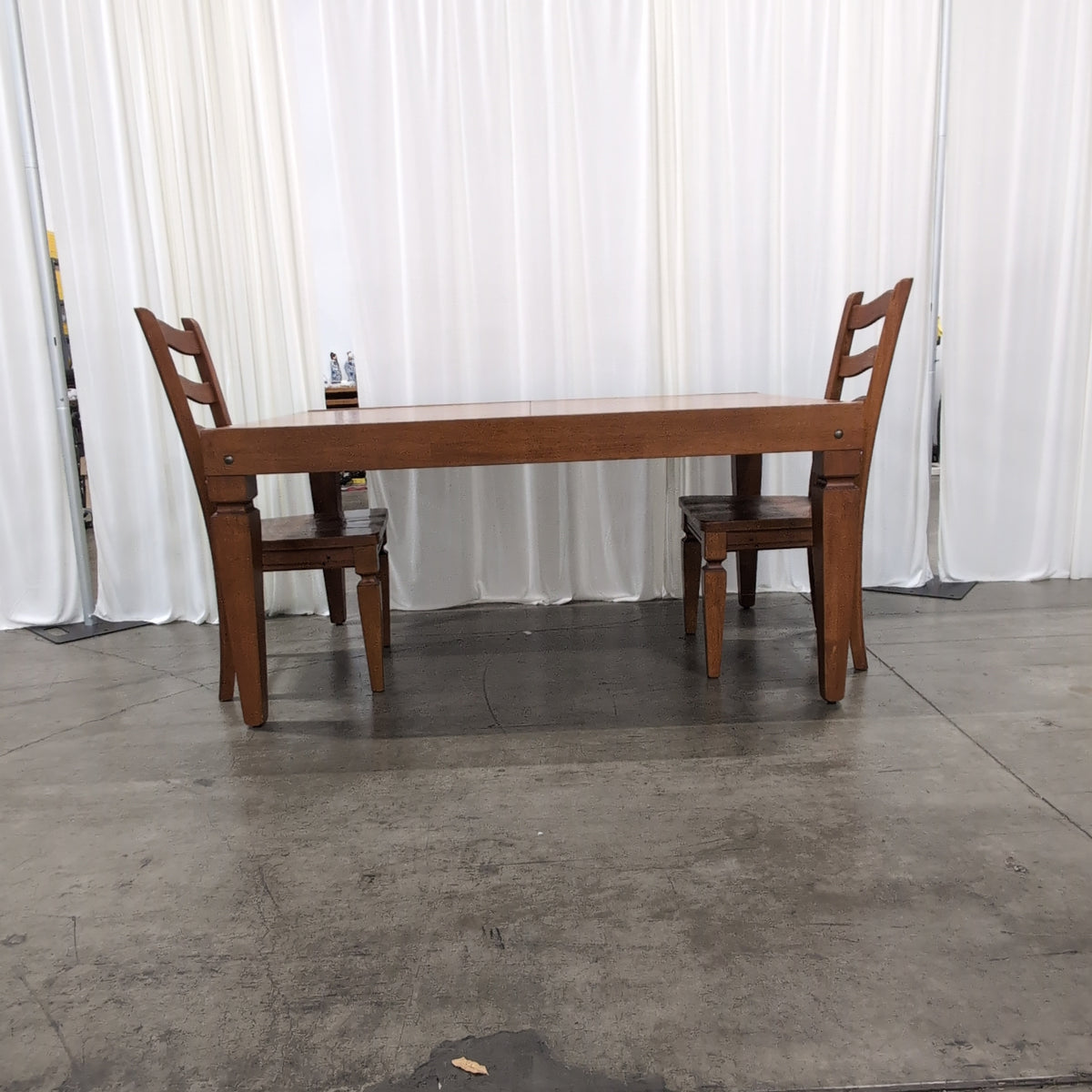 Warm Cherry Finish Wood Dining Table with Extension Leaf