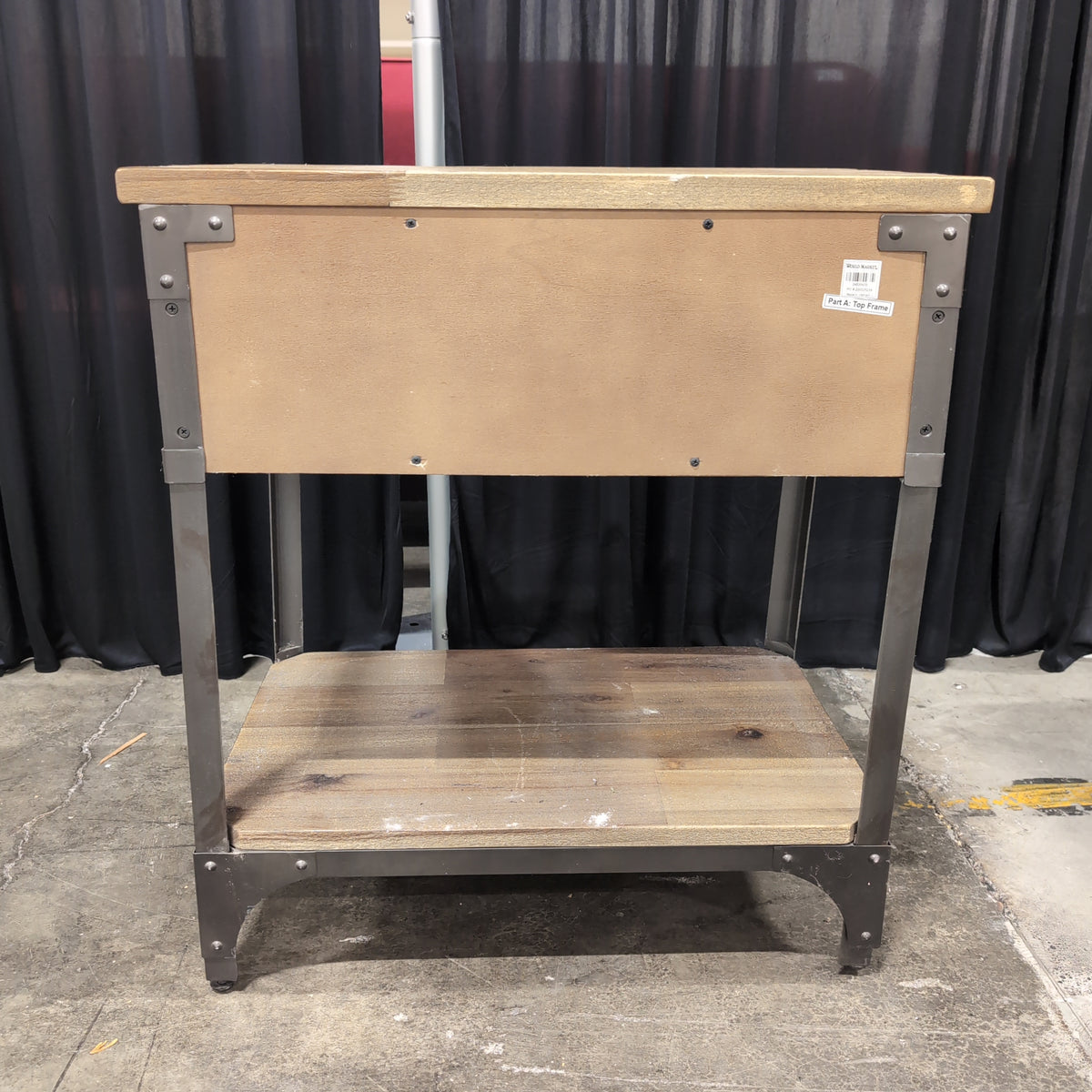 Rustic Wood and Dark Metal One-Drawer Nightstand
