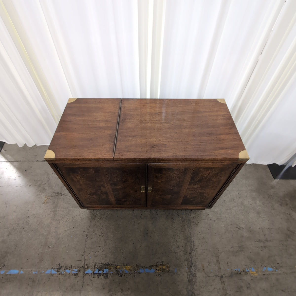 Traditional Dark Wood Storage Chest with Brass Accents