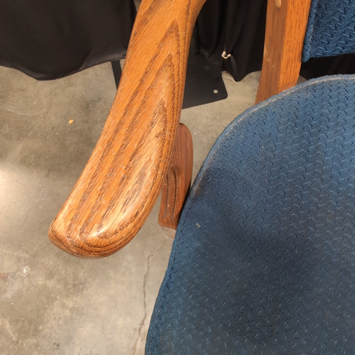 Wood Frame Dark Upholstered Bar Stool with Curved Arms