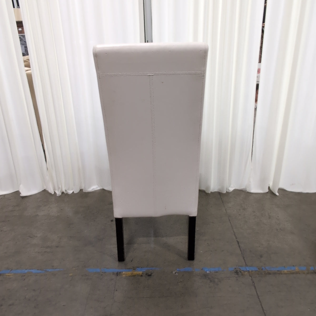 Cream Upholstered High-Back Dining Chair with Dark Legs