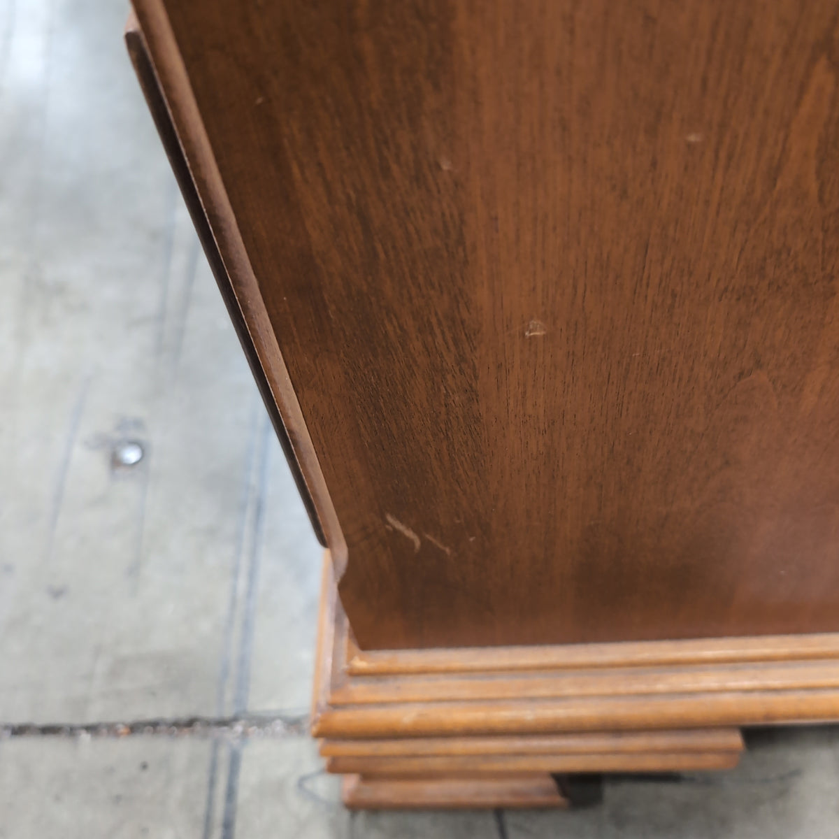 Cherry-Stained Wood Five-Drawer Dresser with Ornate Pulls