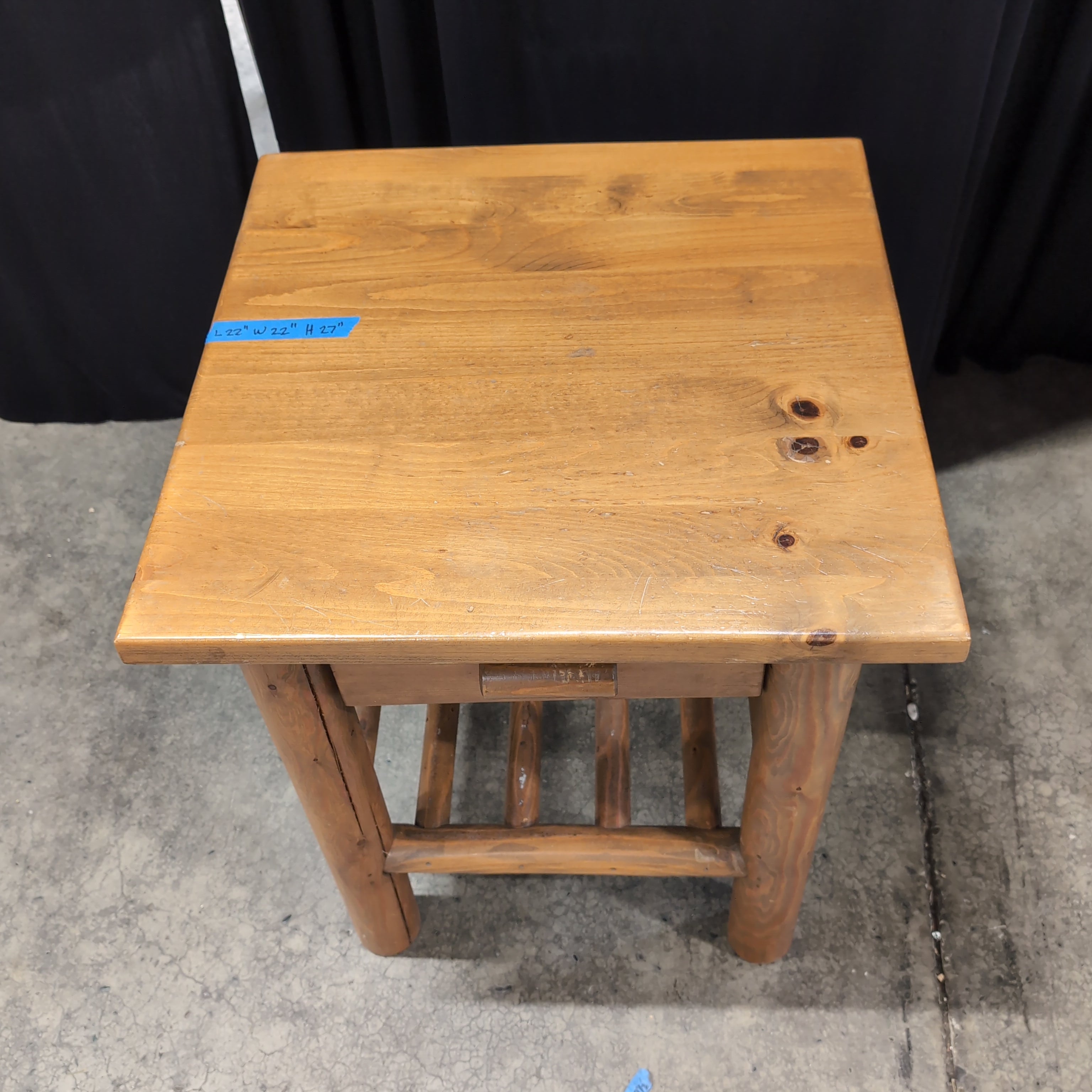 Rustic Honey Wood End Table with Chunky Legs