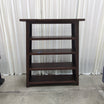 Five-Tier Dark Wood Bookcase with Slatted Shelves