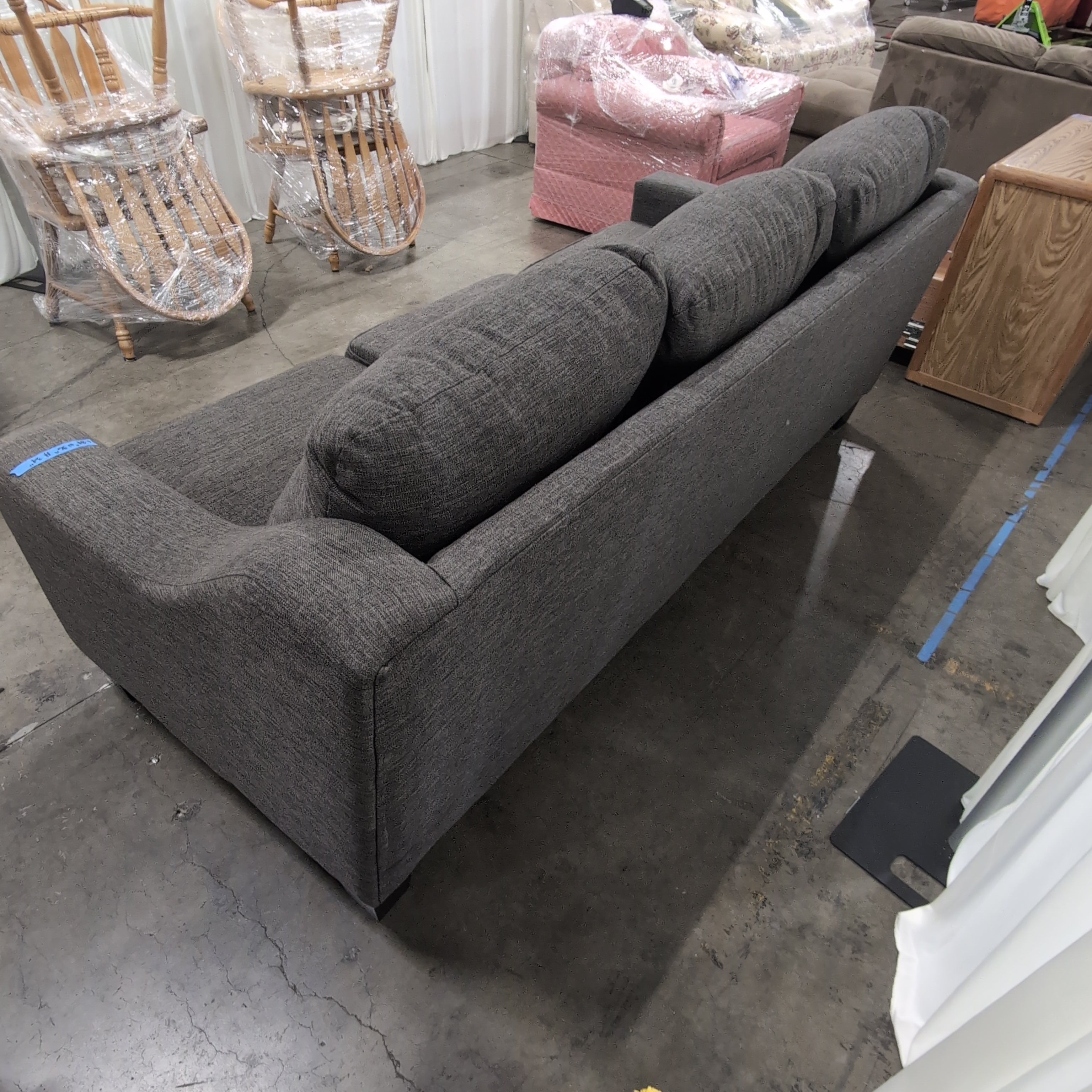 Dark Grey Fabric Track Arm Couch