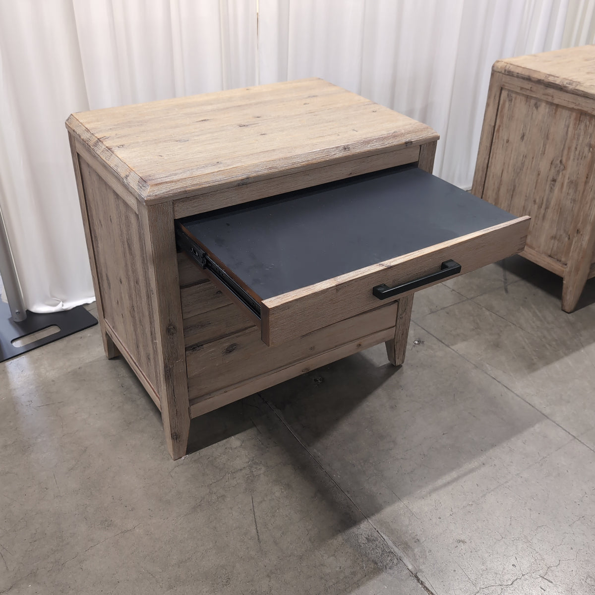 Rustic Light Brown Wood Nightstand with Three Drawers