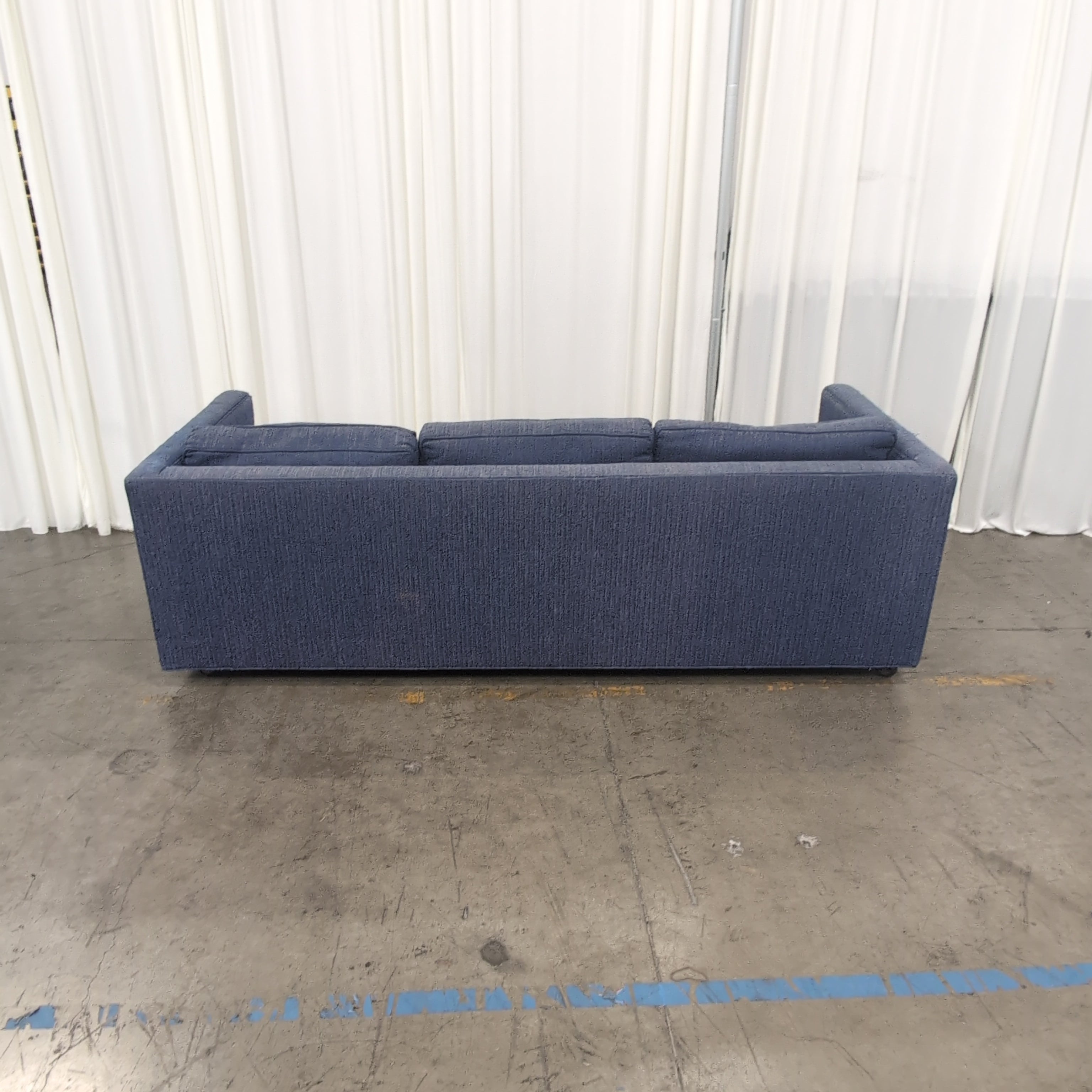 Blue Fabric Three-Cushion Couch