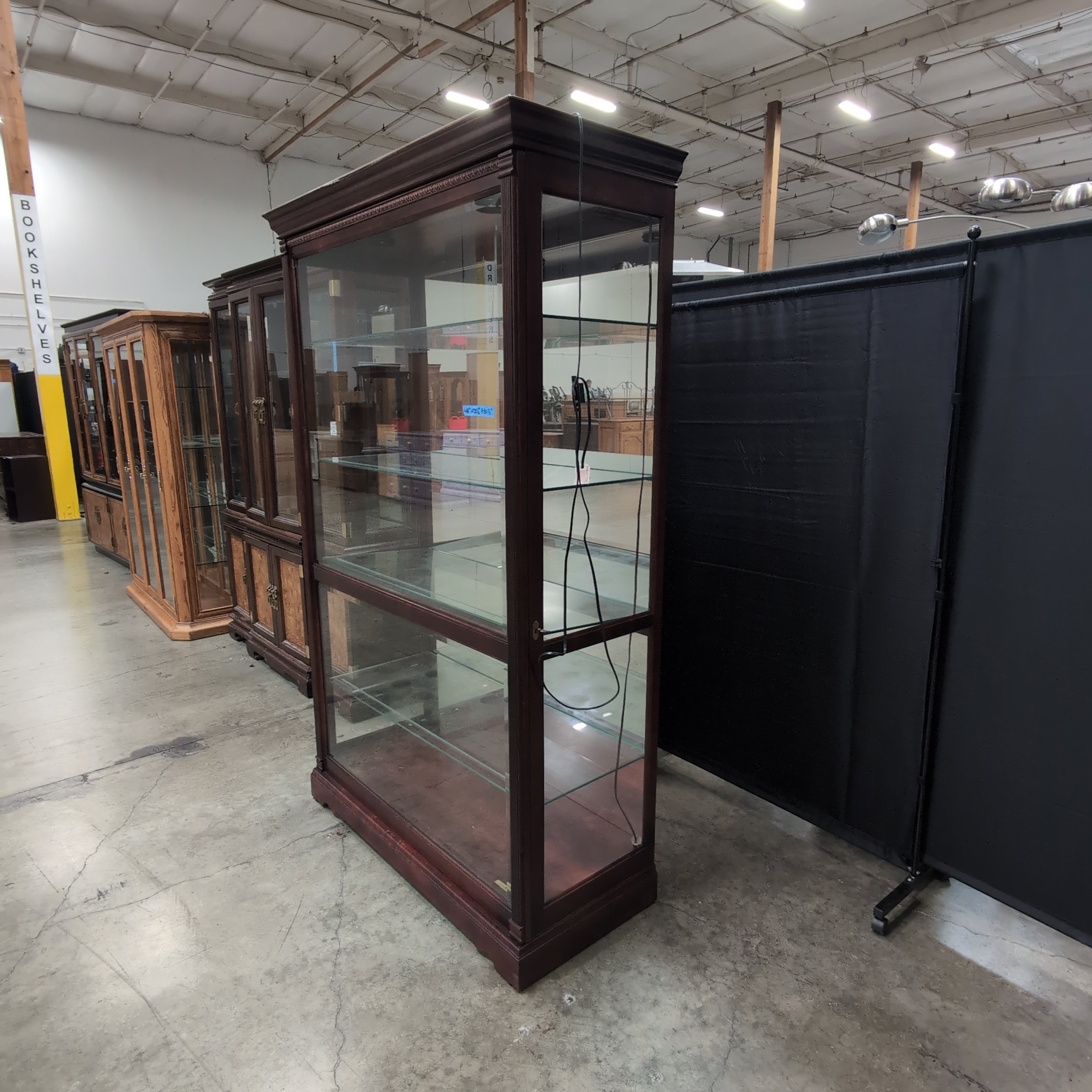 Howard Miller Townsend Curio Cabinet Traditional Dark Wood China Cabinet with Glass Shelves