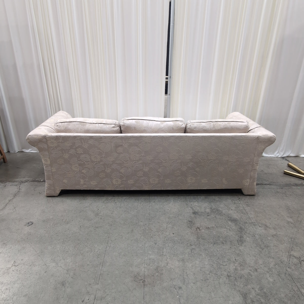 Traditional Beige Floral Upholstered Couch