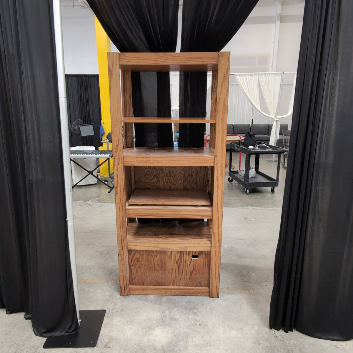 Medium Brown Wood Bookcase with Cabinet Storage