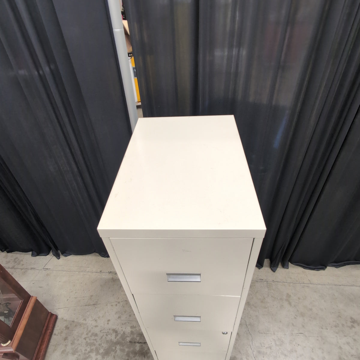 Beige Four-Drawer Metal Filing Cabinet with Lock