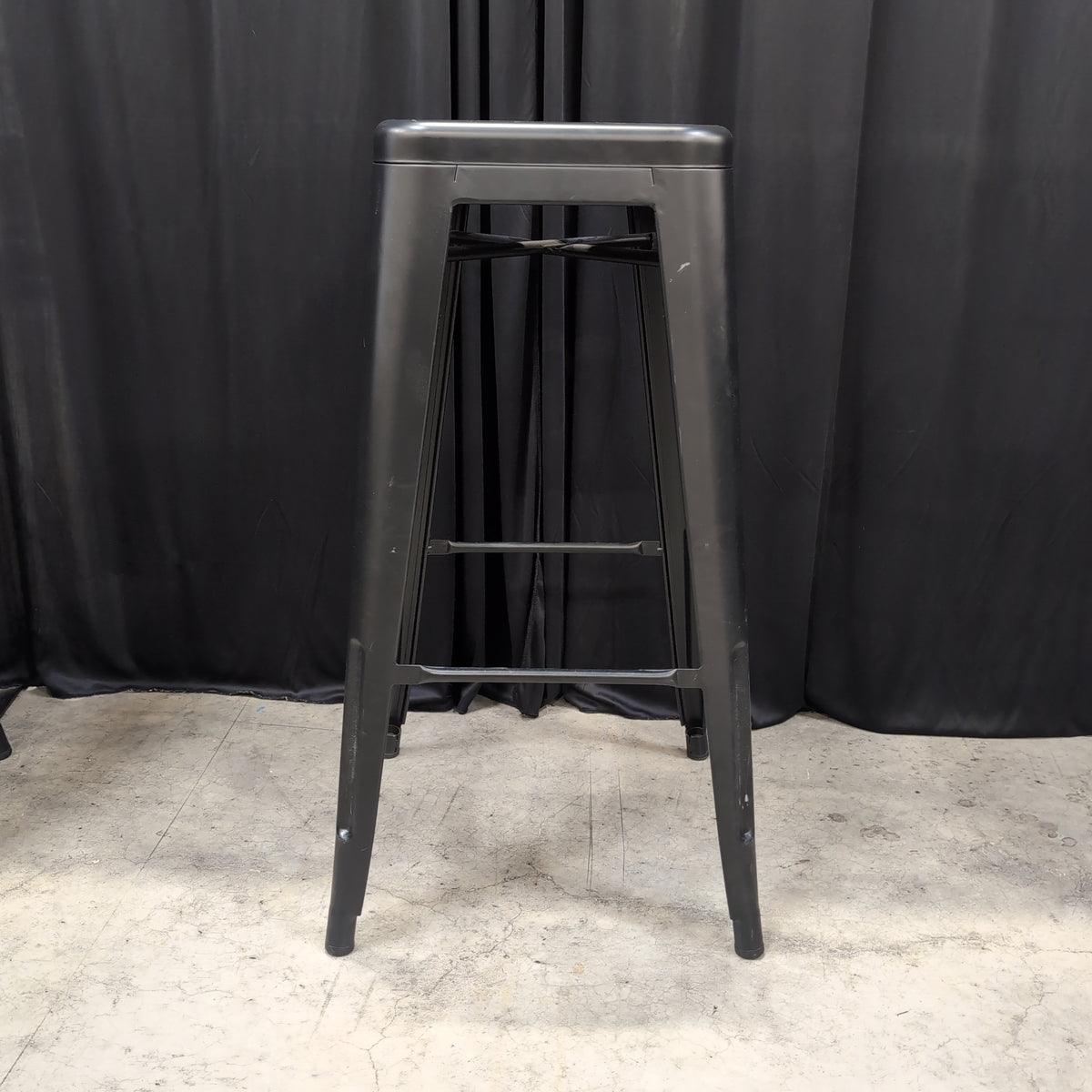 Stackable Black Metal Industrial Style Stool