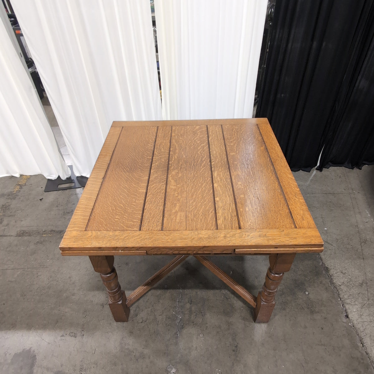 Golden Oak Square End Table with Turned Legs