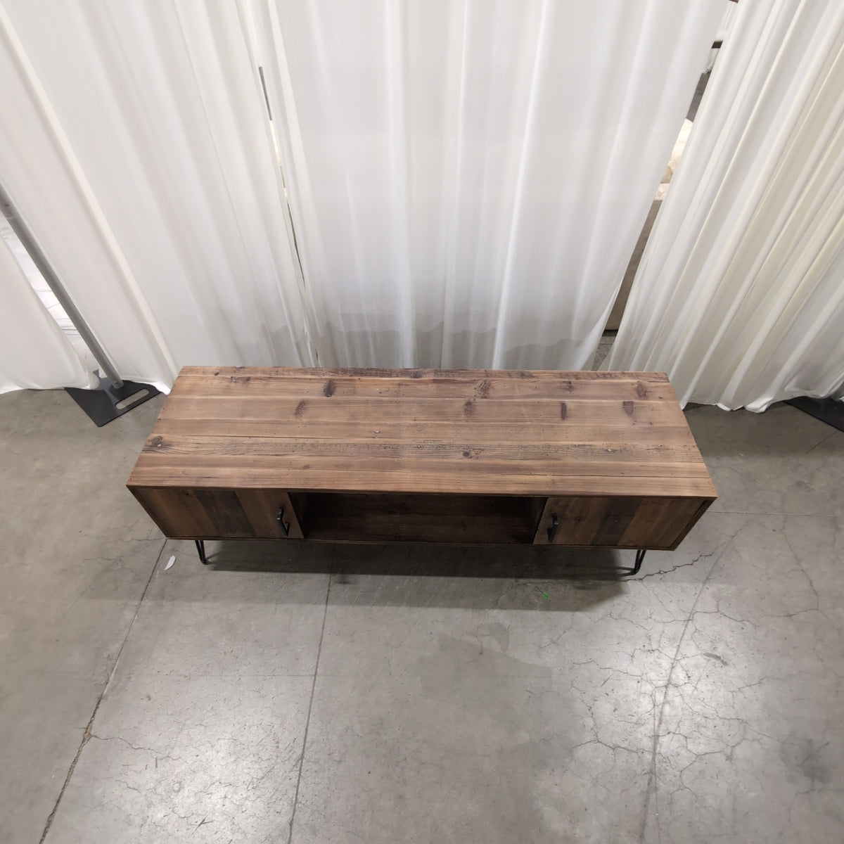 Rustic Wood TV Stand with Hairpin Legs
