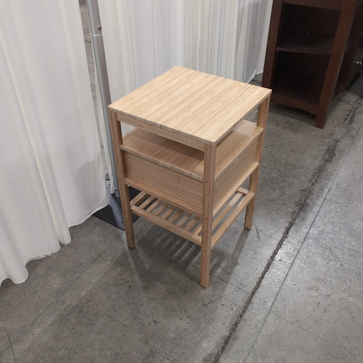 IKEA-Natural Bamboo Nightstand with One Drawer