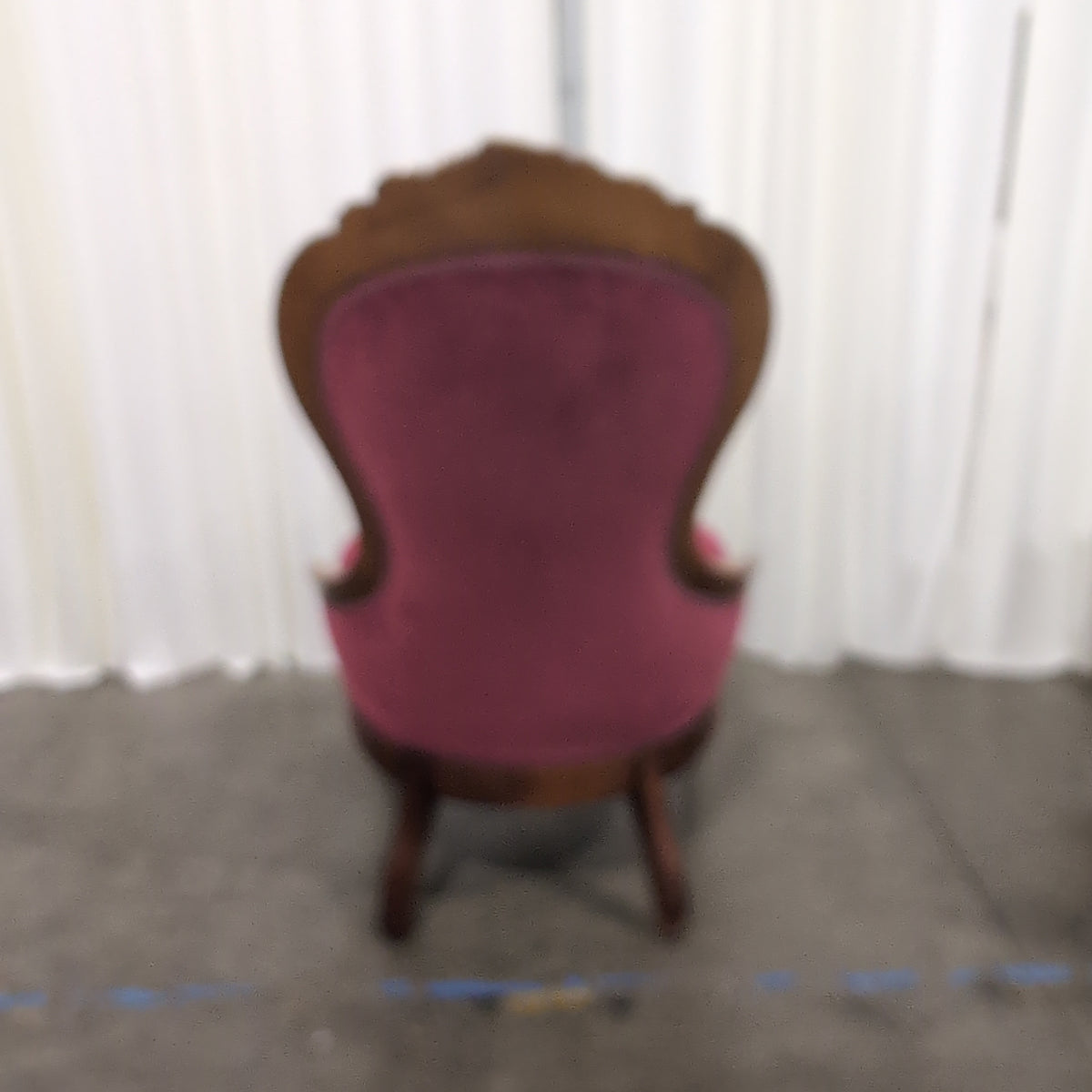 Ornate Carved Wood Frame Accent Chair in Deep Red Velvet