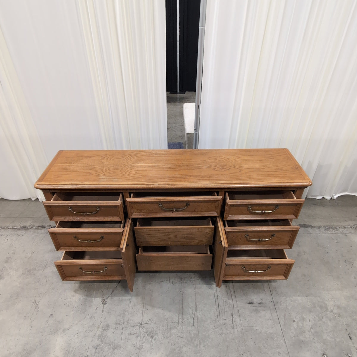 Traditional Wood Dresser with Center Cabinet Doors