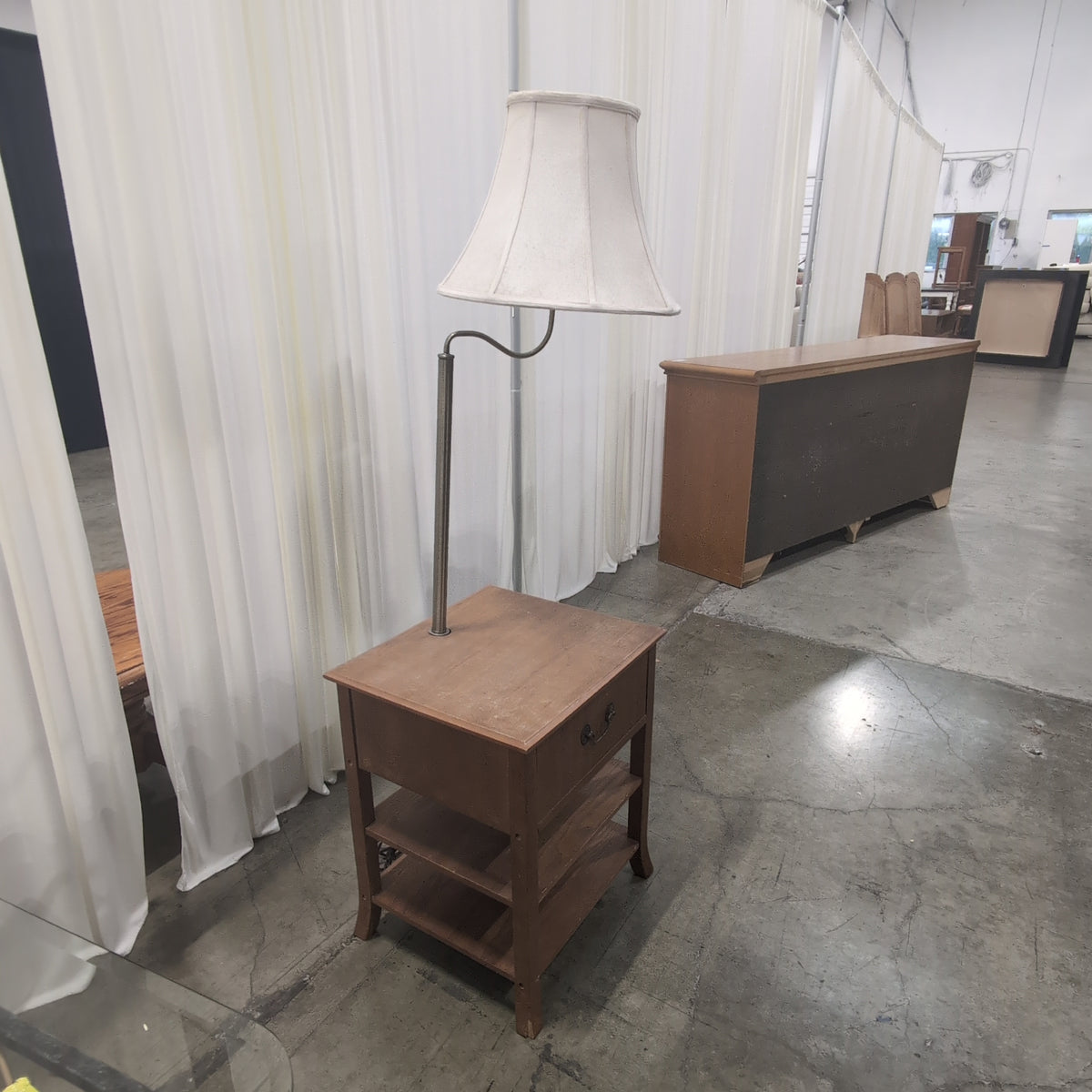 Brown Wood Nightstand with Single Drawer