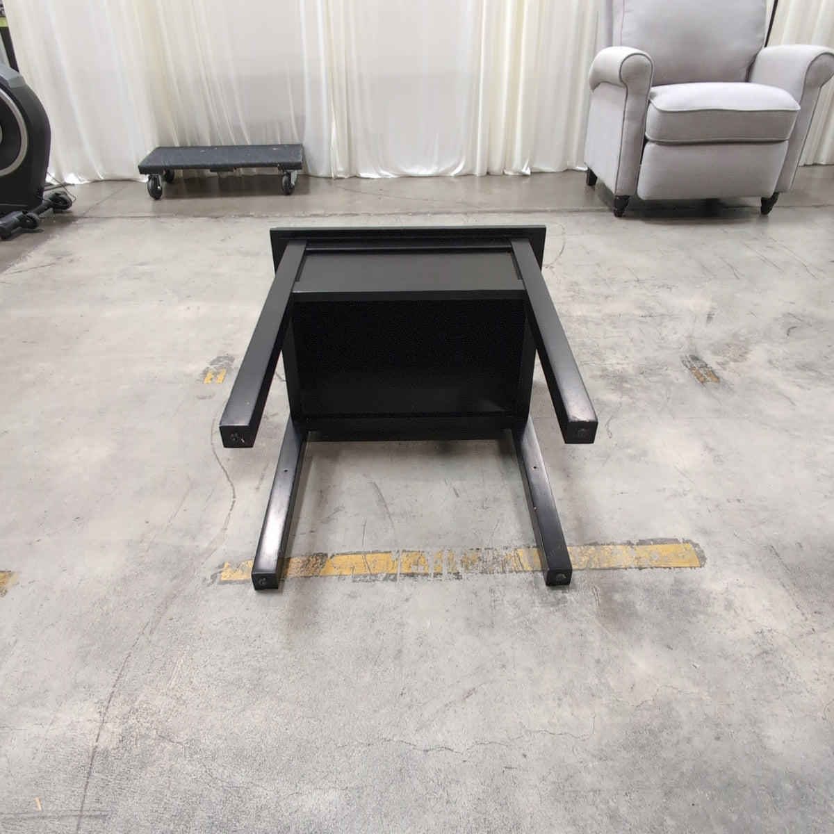 Black Finish Wood End Table with a Single Drawer