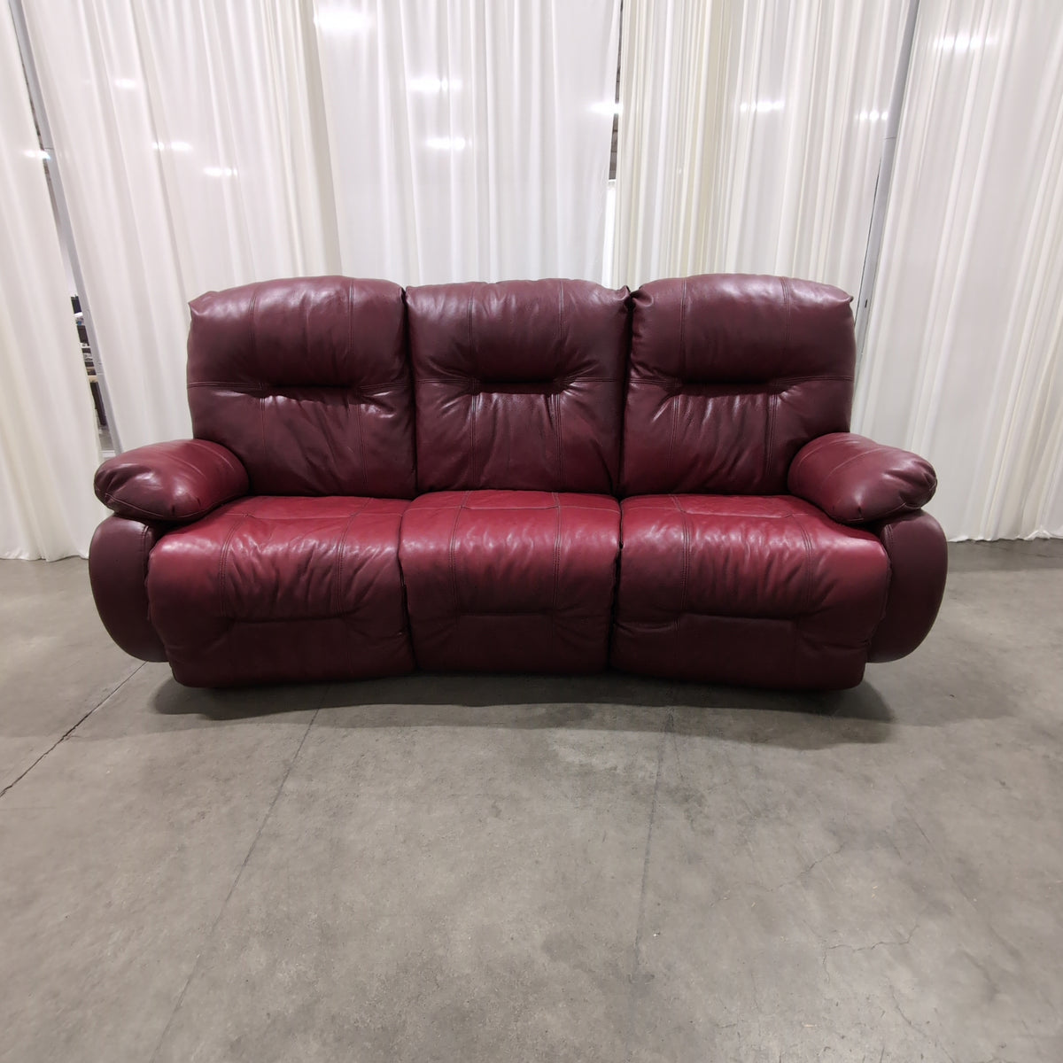Deep Red Leather Recliner with Padded Headrest
