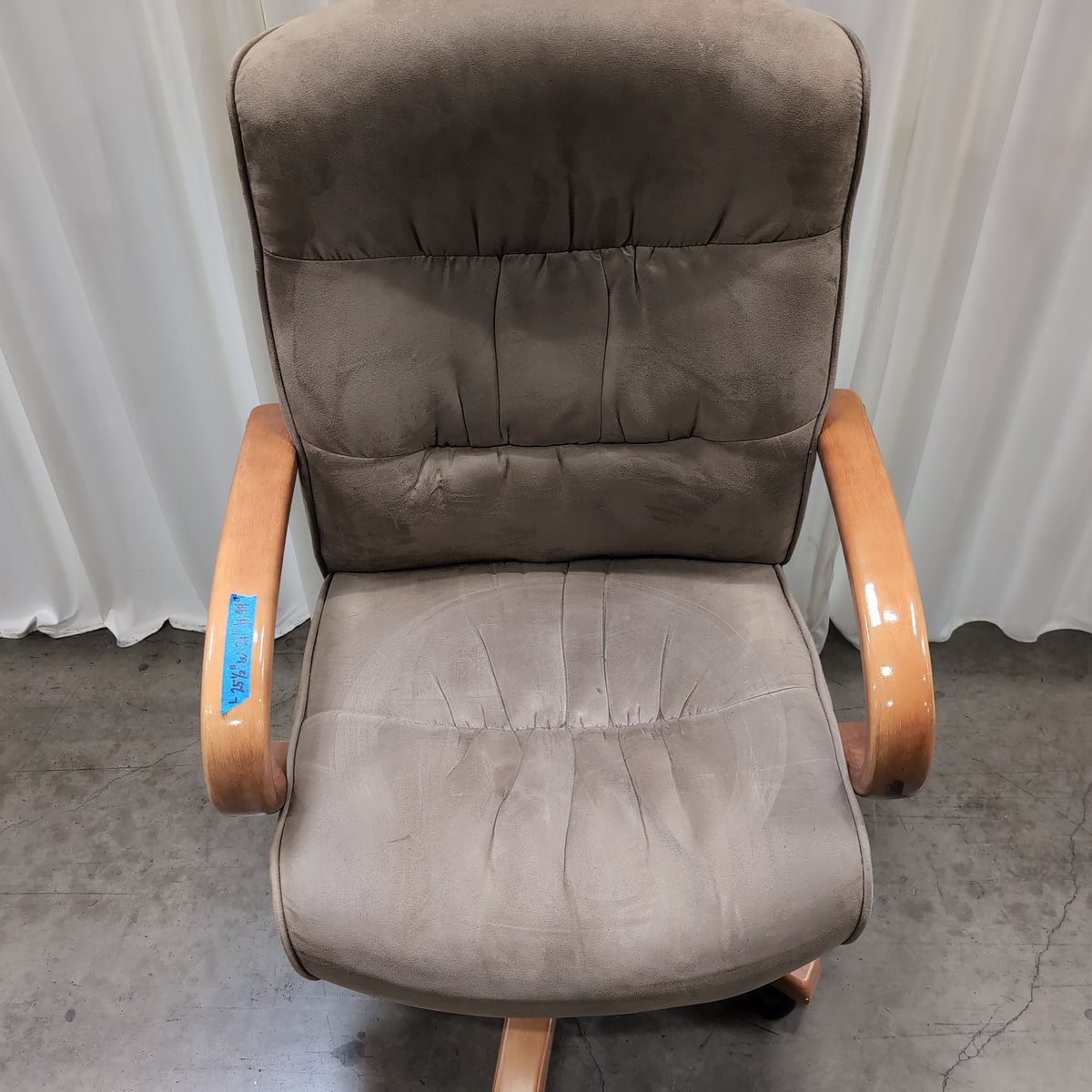 Tan Padded Executive Office Chair with Wood-Look Arms