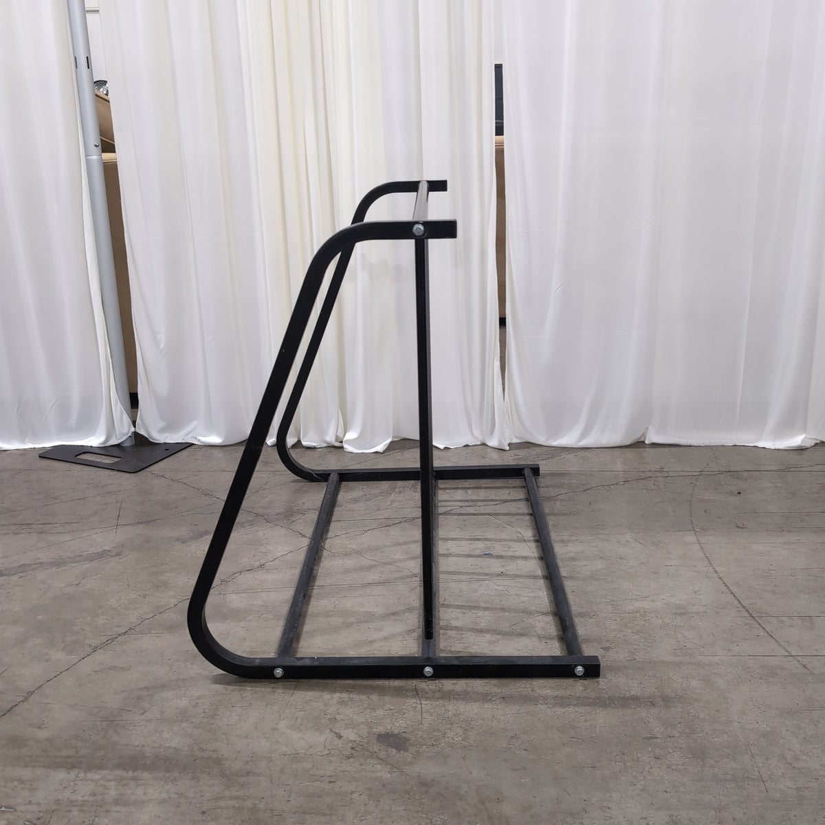 Dark Metal Frame Console Table with Wood-Look Top