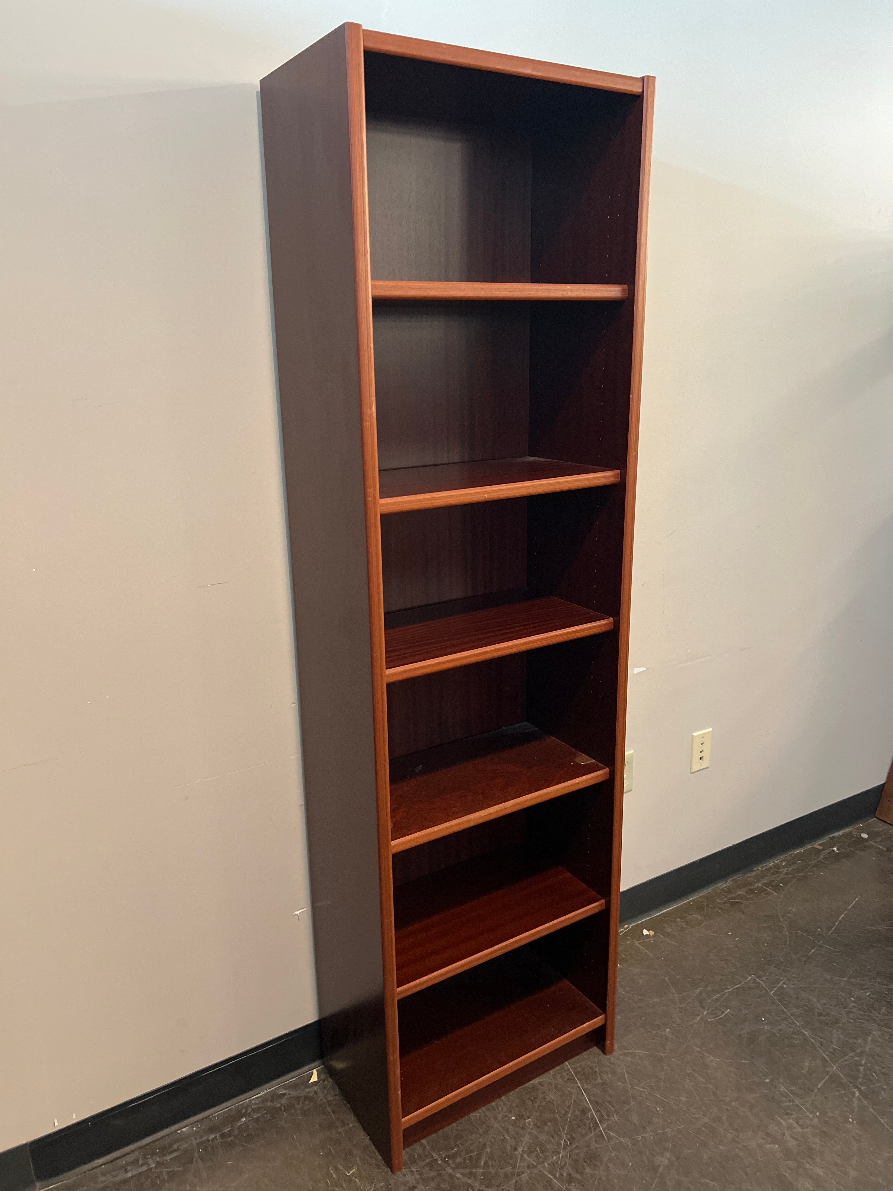Rich-toned Wood Bookcase with Five Shelves