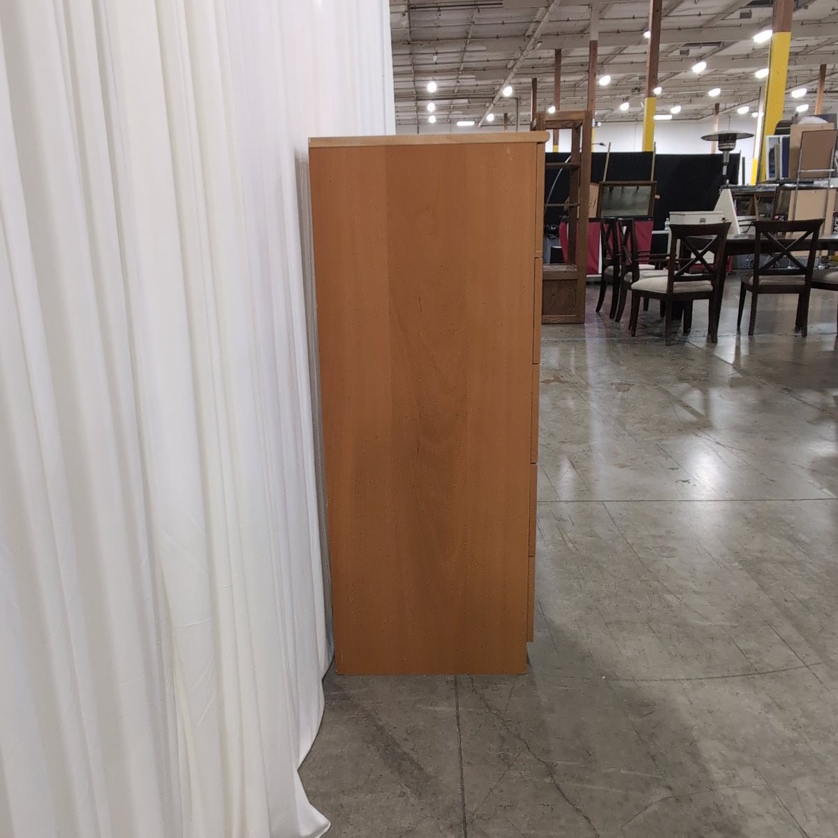 Light Wood Five-Drawer Tall Dresser