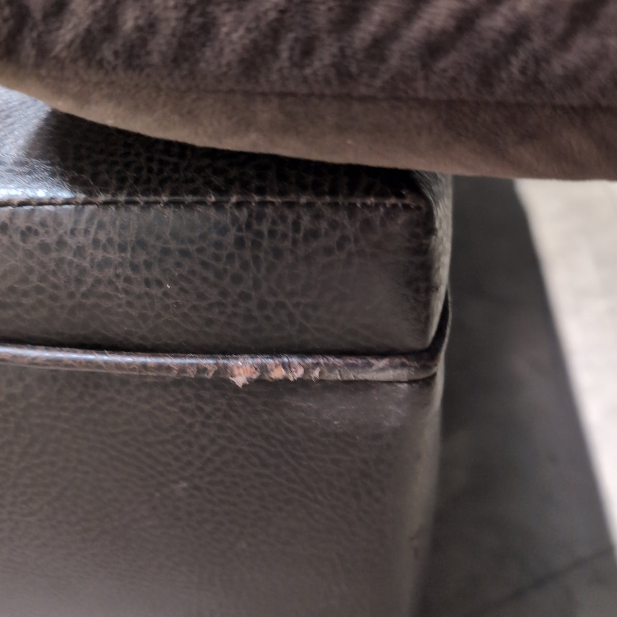 Brown Microfiber Couch with Glass Panel