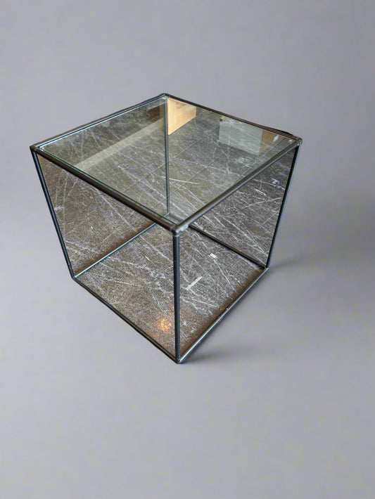 Black Metal and Glass End Table