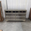 Champagne Mirrored Seven-Drawer Dresser with Ornate Pulls