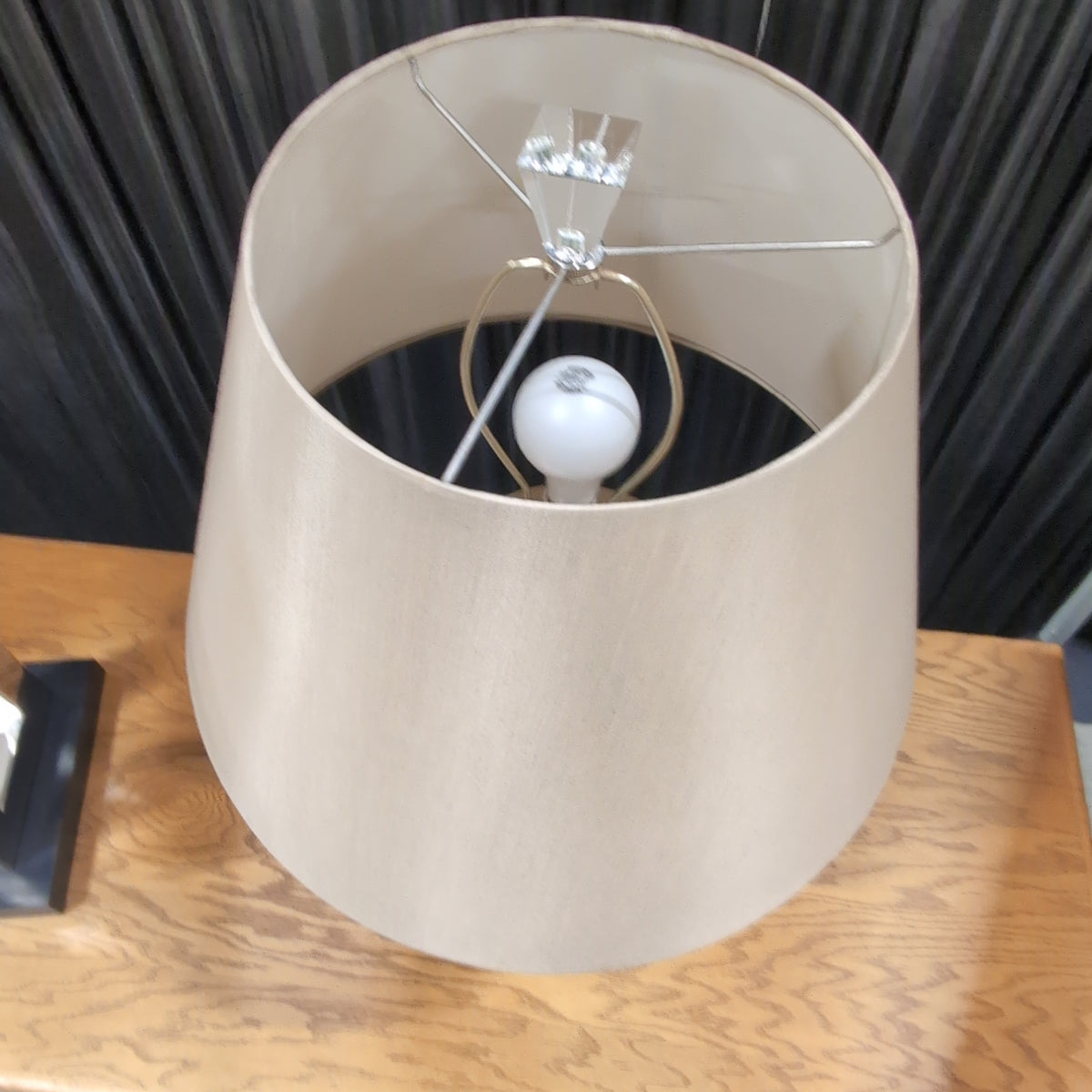 Glossy Taupe Ceramic Table Lamp with Acrylic Base