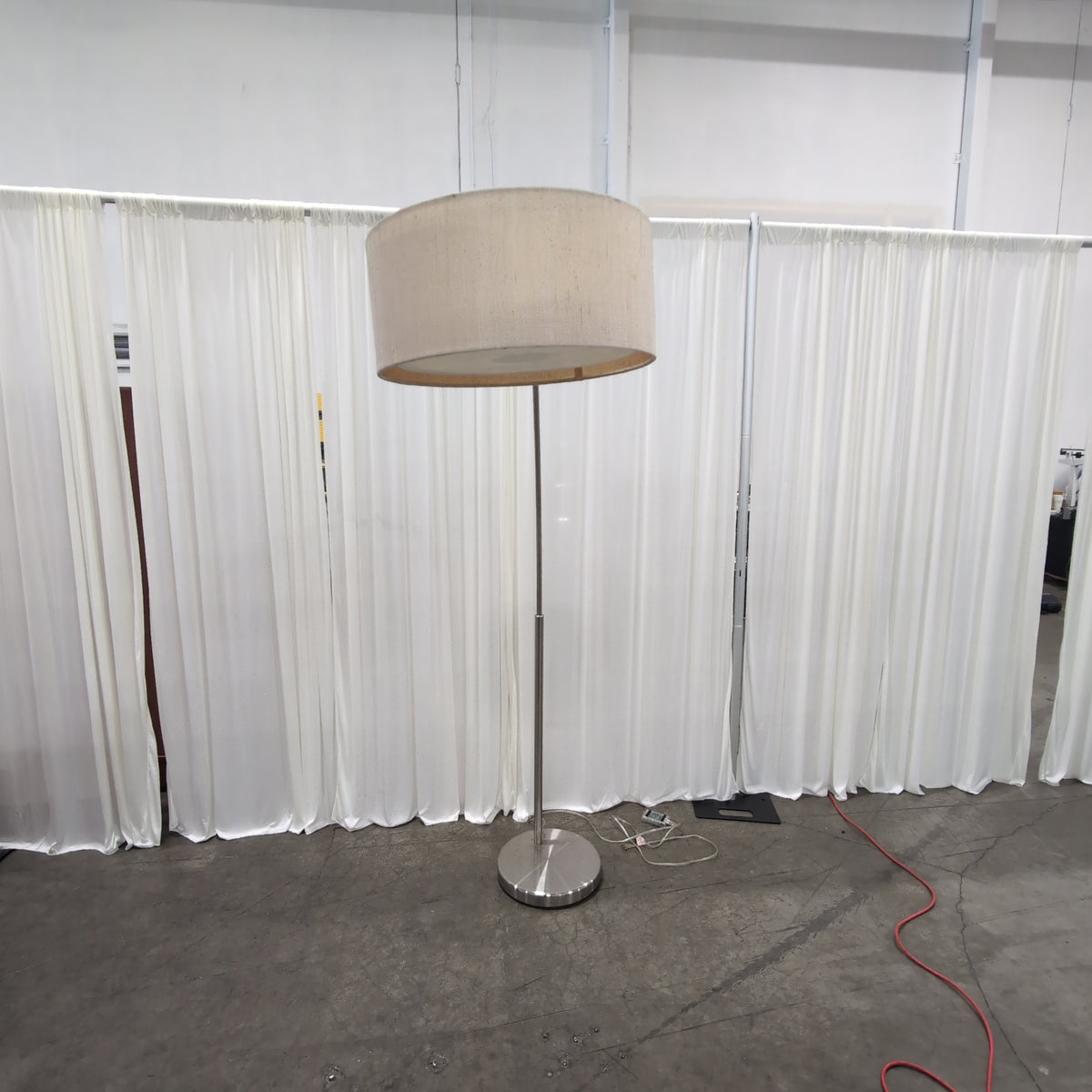 Modern Silver Arc Floor Lamp with Fabric Shade