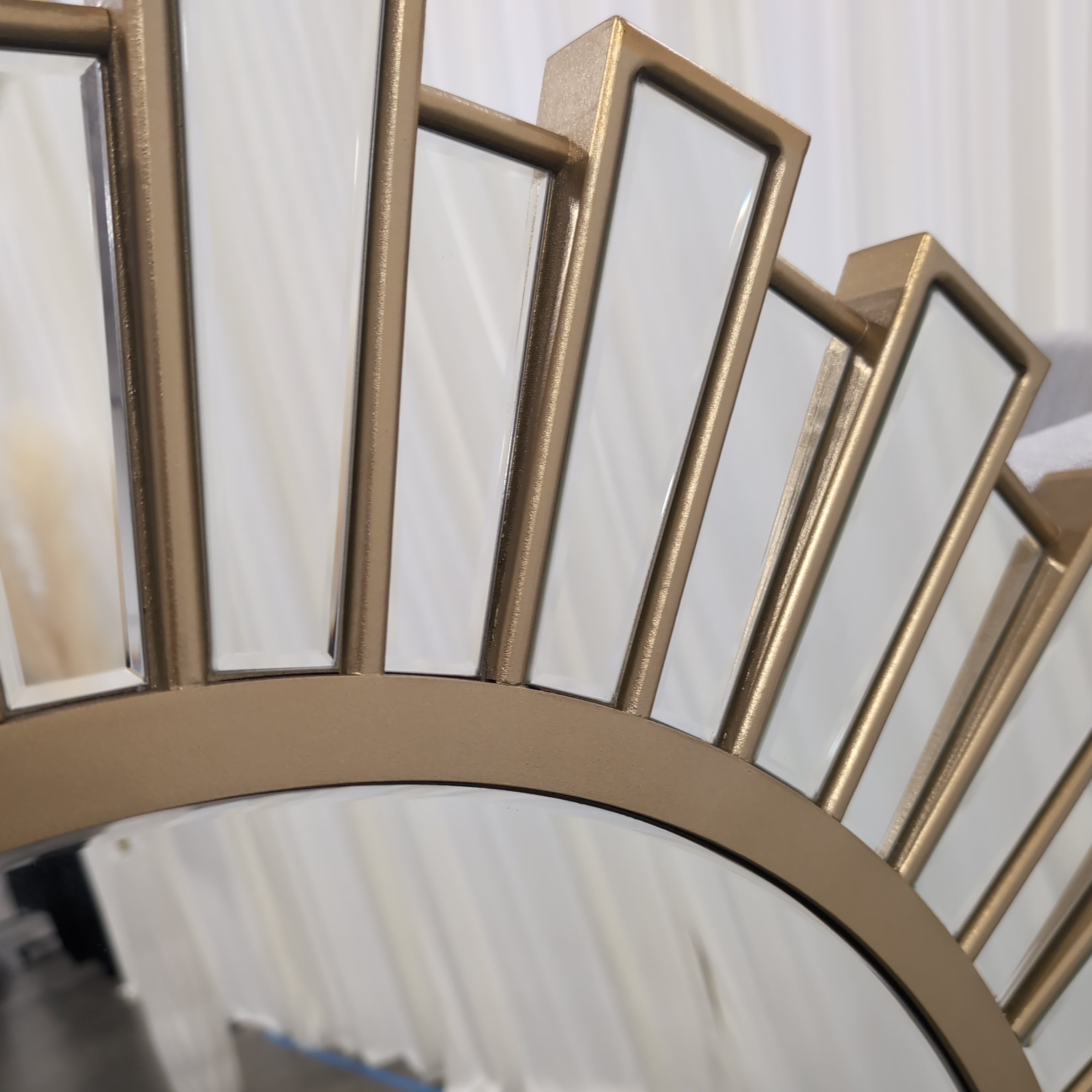 Gold Sunburst Wall Mirror with Mirrored Segments
