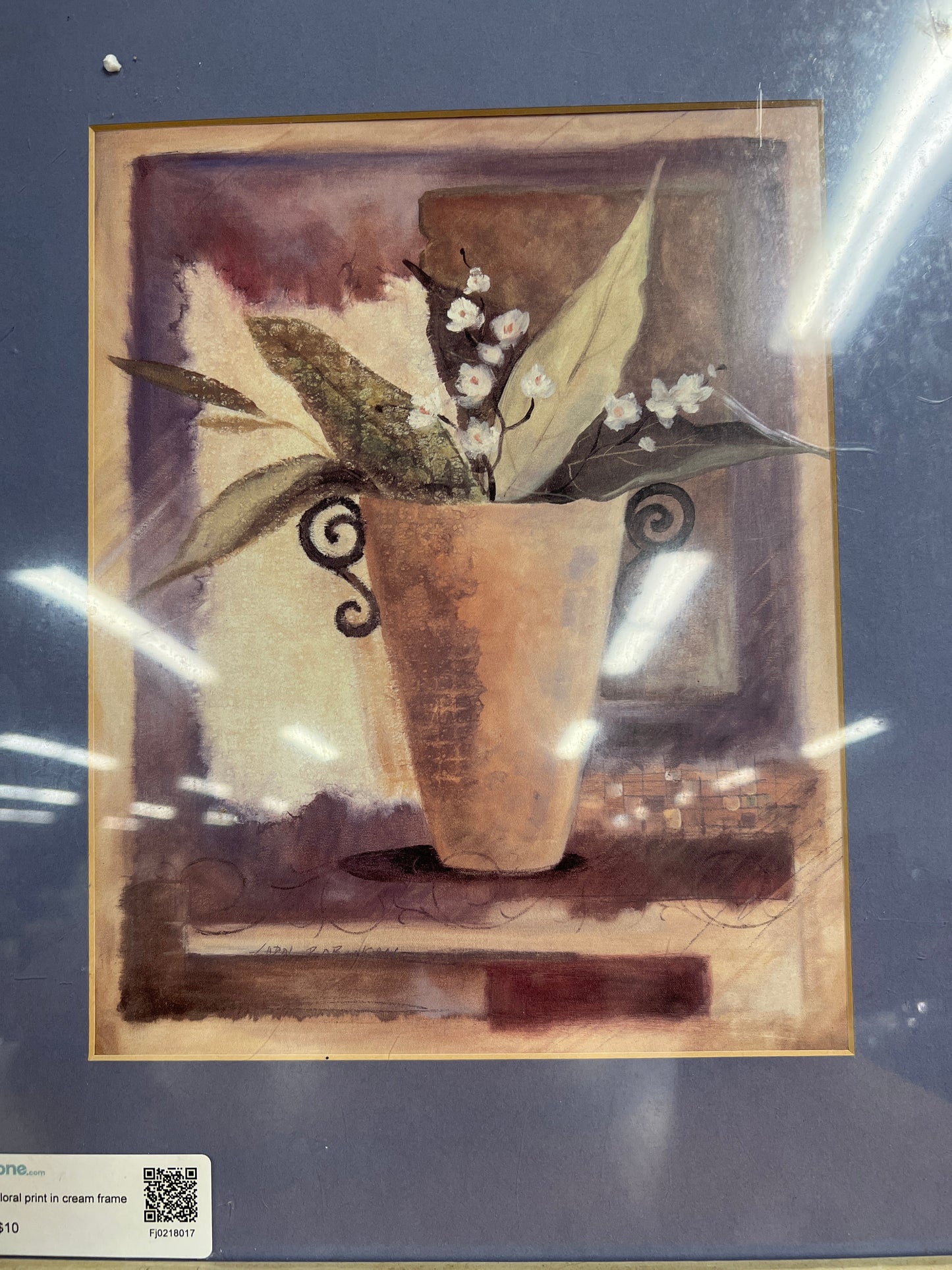 Floral print in cream frame