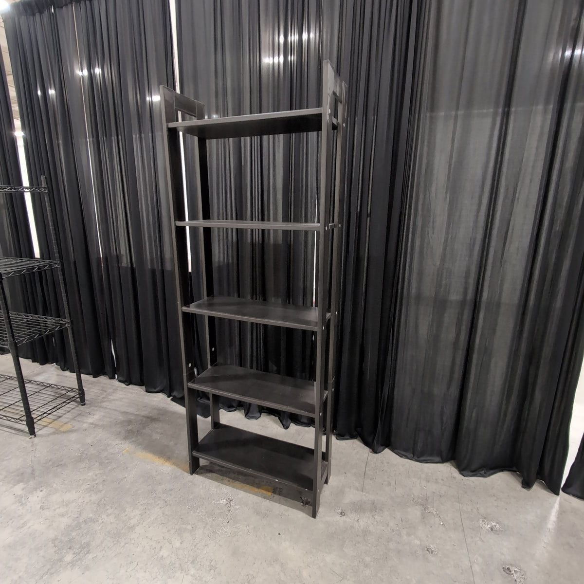 Dark Brown Five-Shelf Ladder Bookcase