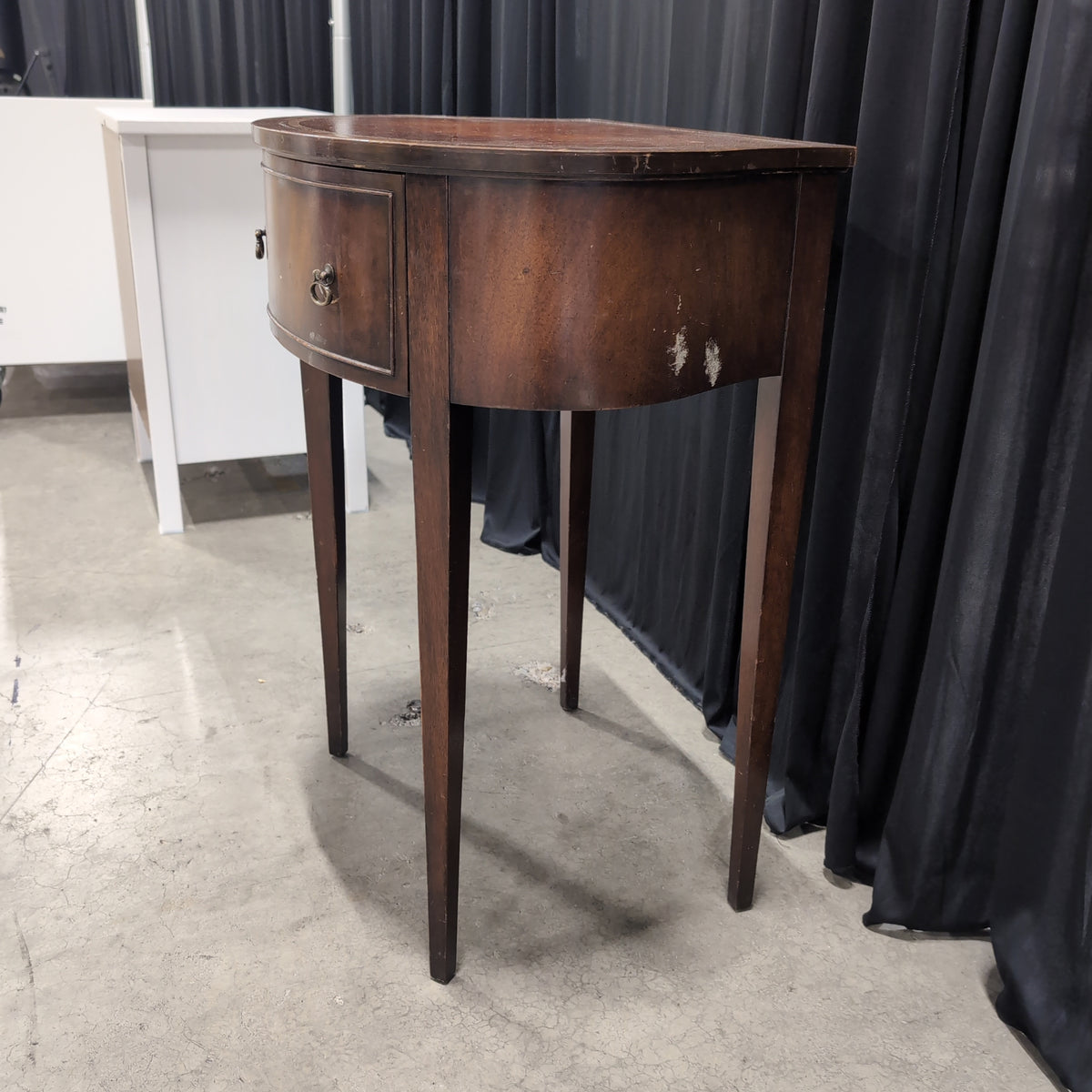 Cherry Finish Half-Round Nightstand with Single Drawer
