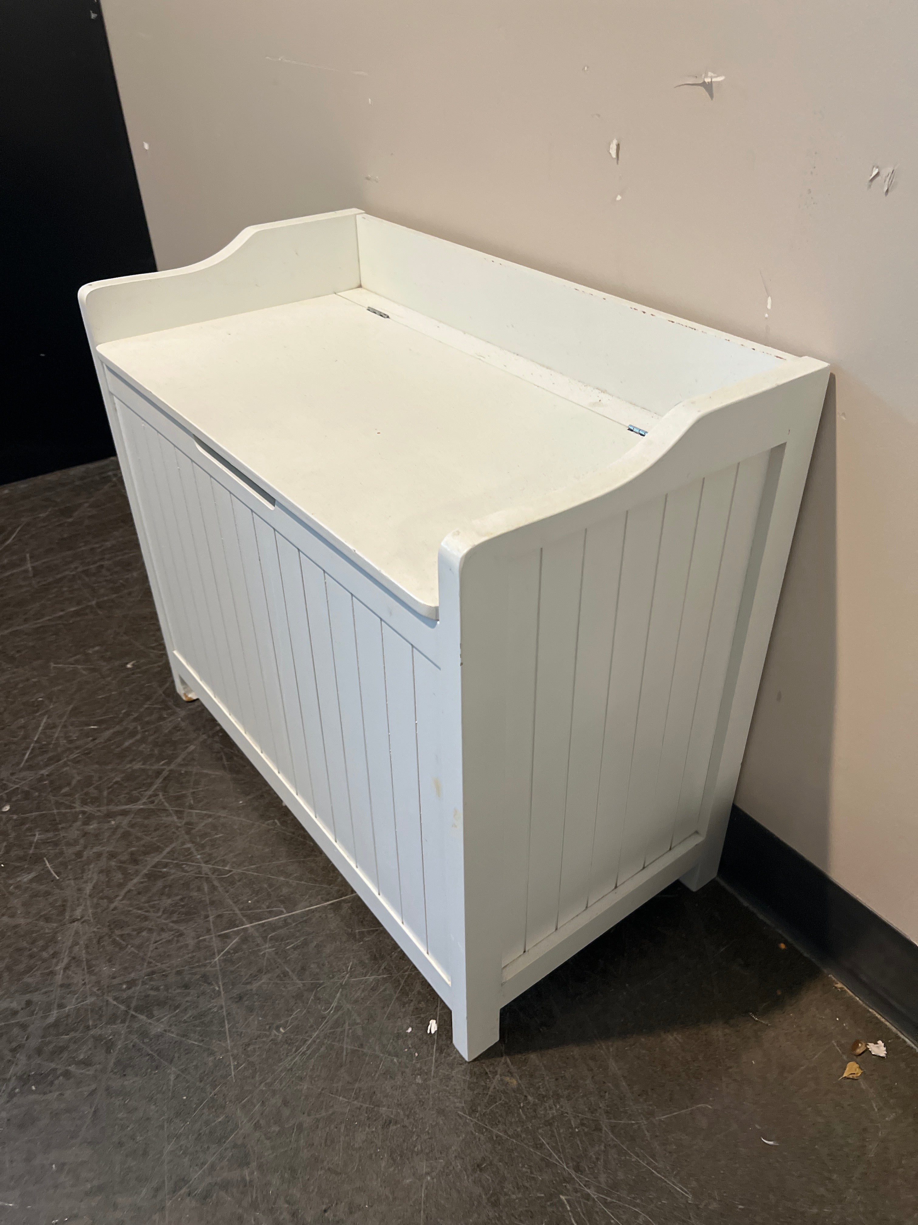 Minimalist White Wooden Storage Bench