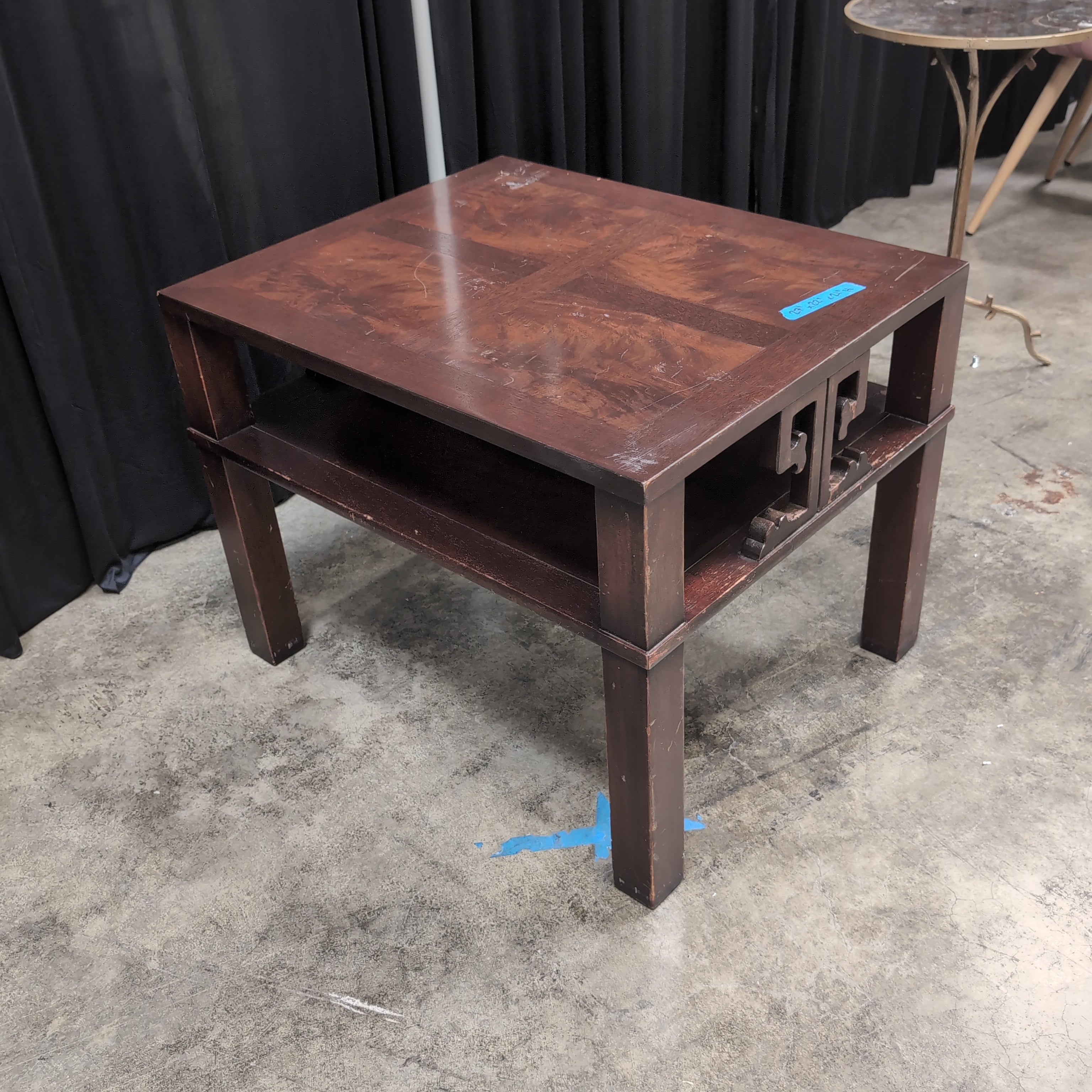 Dark Stained Hardwood Asian-Inspired End Table