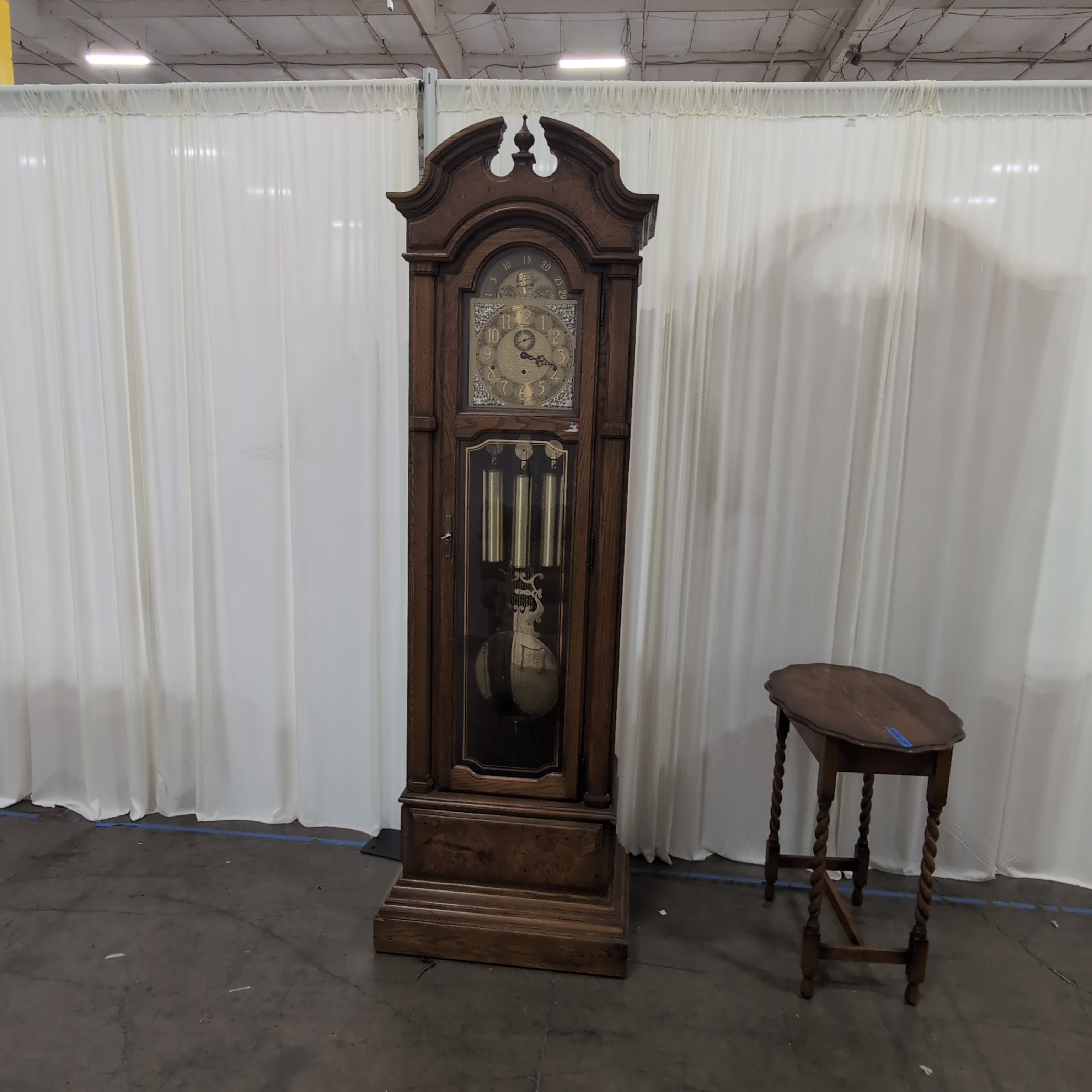 Traditional Carved Wood Grandfather Clock in Oak
