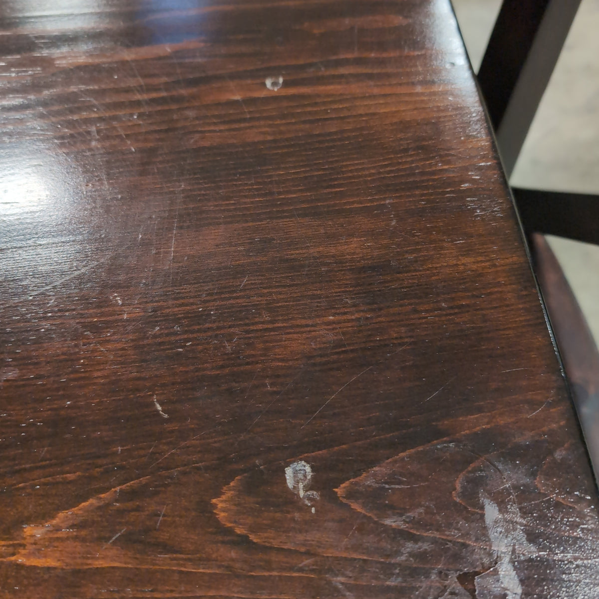 Dark Stained Wood Dining Table with Extension Mechanism