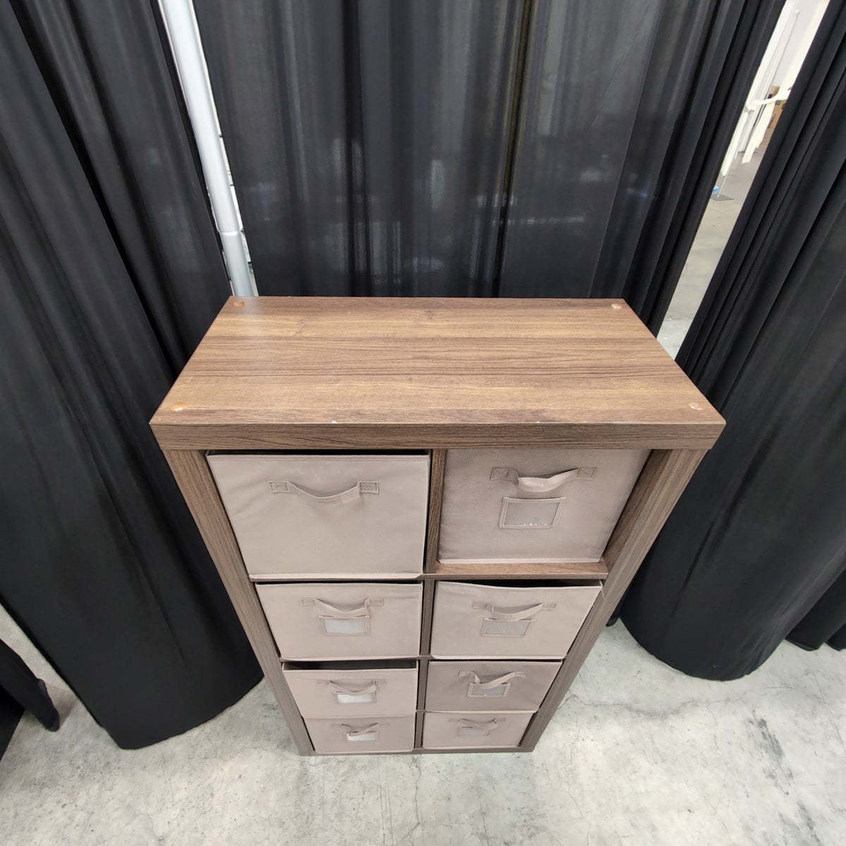 Bayside Furnishings - Dark Brown Wood-Look Eight-Cubbies Storage Unit with Fabric Bins