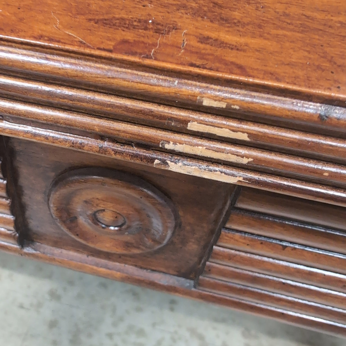 Brown Wood Console Table with Reeded Details